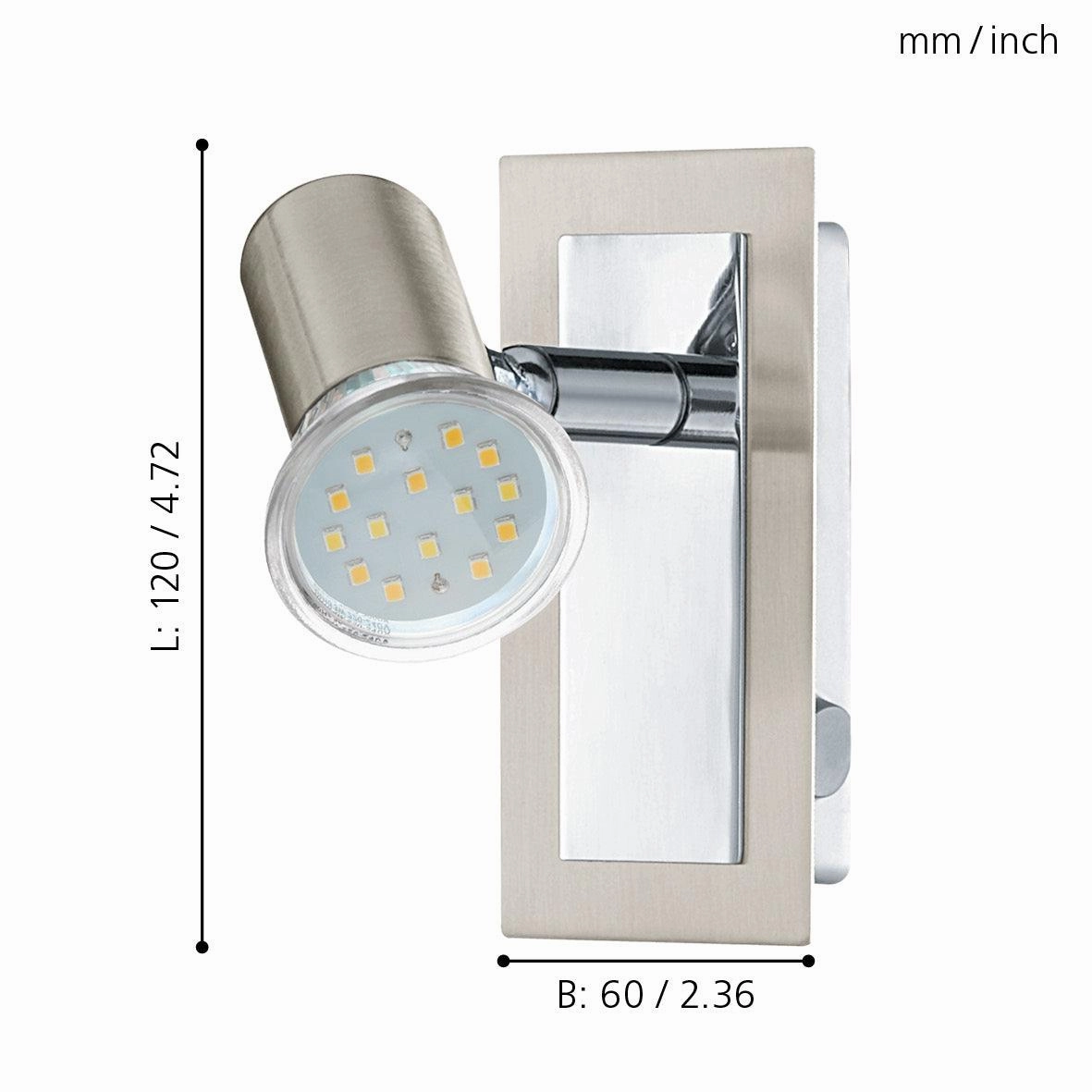 Eglo Rottelo Nickel & Chrome Wall Spotlight