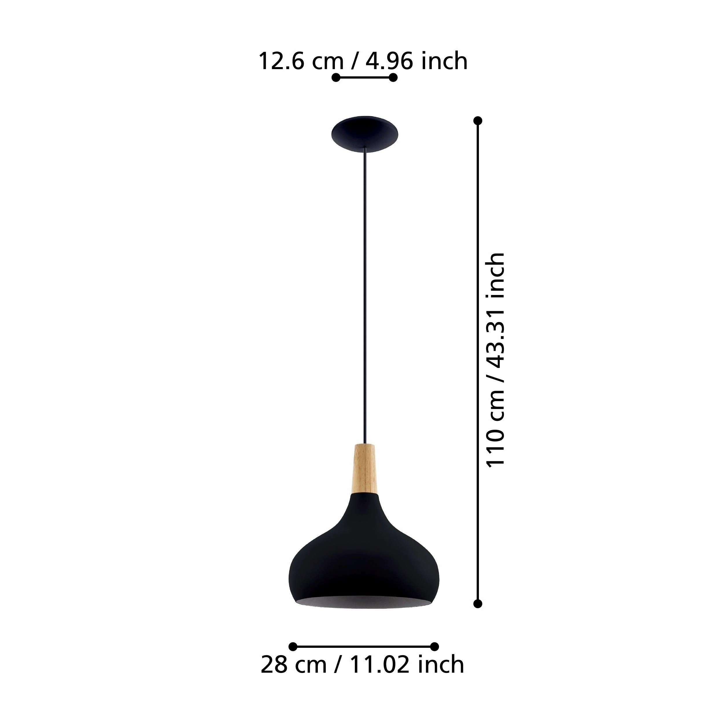 Eglo Sabinar Black Metal & Wood Ceiling Pendant