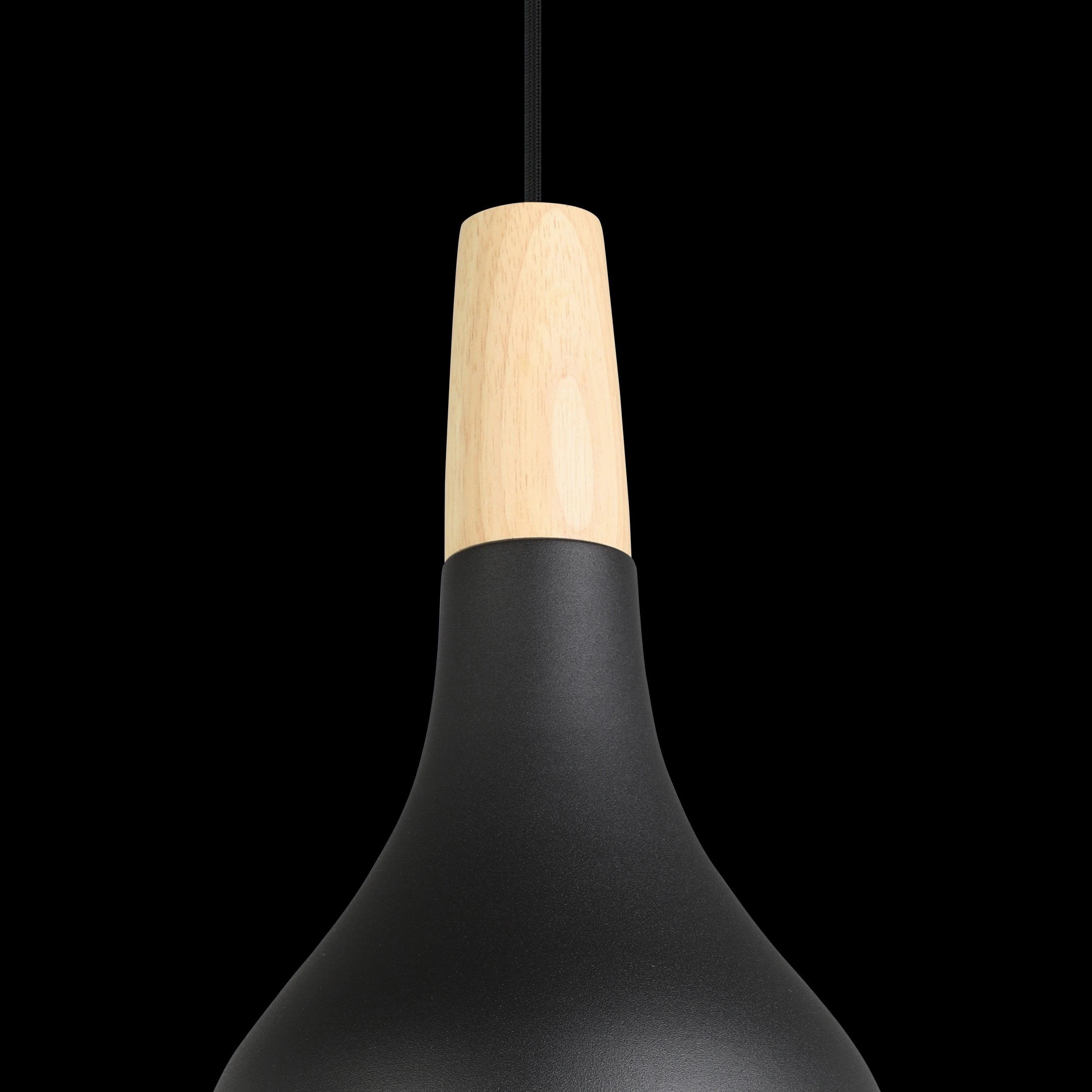 Eglo Sabinar Black Metal & Wood Curved Ceiling Pendant