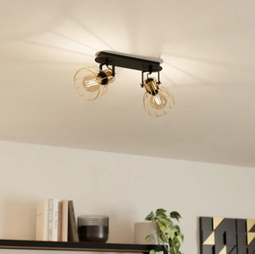 Eglo Sambatello Brass Wire & Slack 2 Light Bar Spotlight tall arc lamp for living room