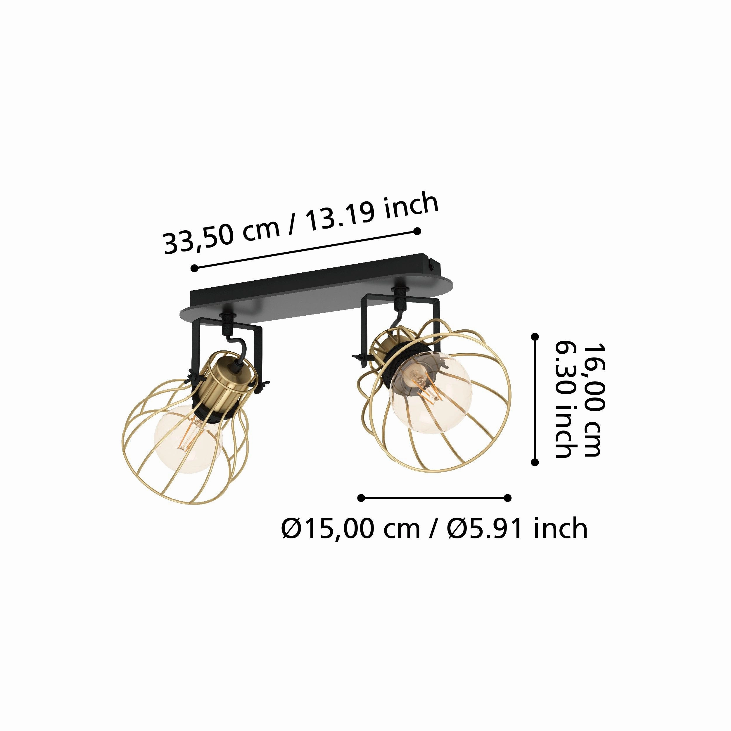 Eglo Sambatello Brass Wire & Slack 2 Light Bar Spotlight