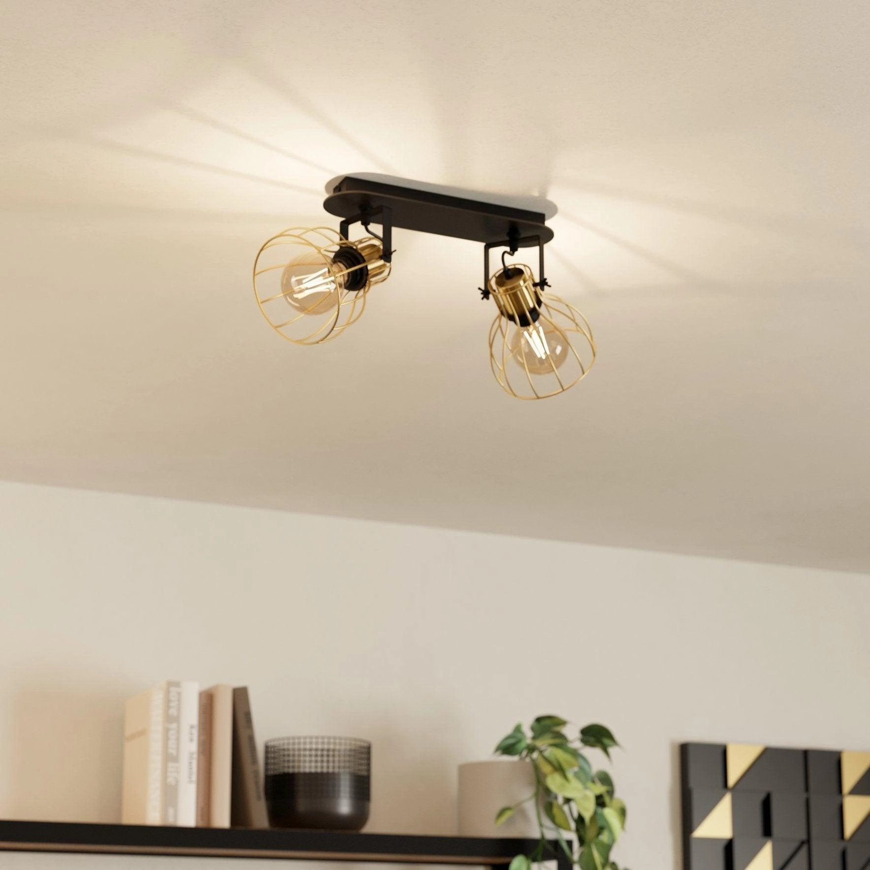 Eglo Sambatello Brass Wire & Slack 2 Light Bar Spotlight tall arc lamp for living room