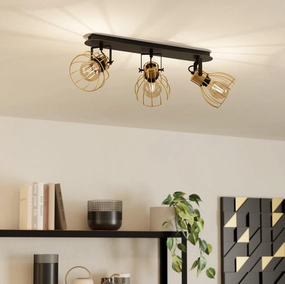 Eglo Sambatello Brass Wire & Slack 3 Light Bar Spotlight tall arc lamp for living room