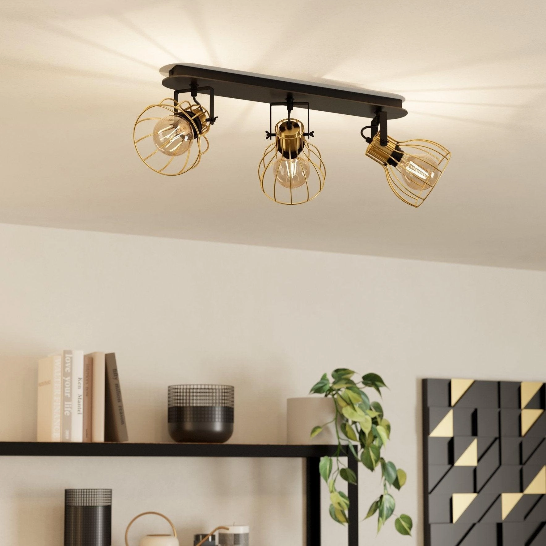 Eglo Sambatello Brass Wire & Slack 3 Light Bar Spotlight tall arc lamp for living room