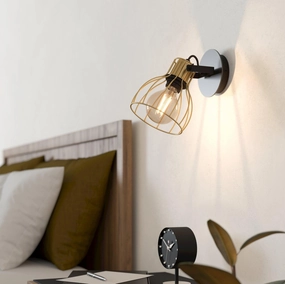 Eglo Sambatello Brass Wire & Slack Wall Spotlight tall arc lamp for living room