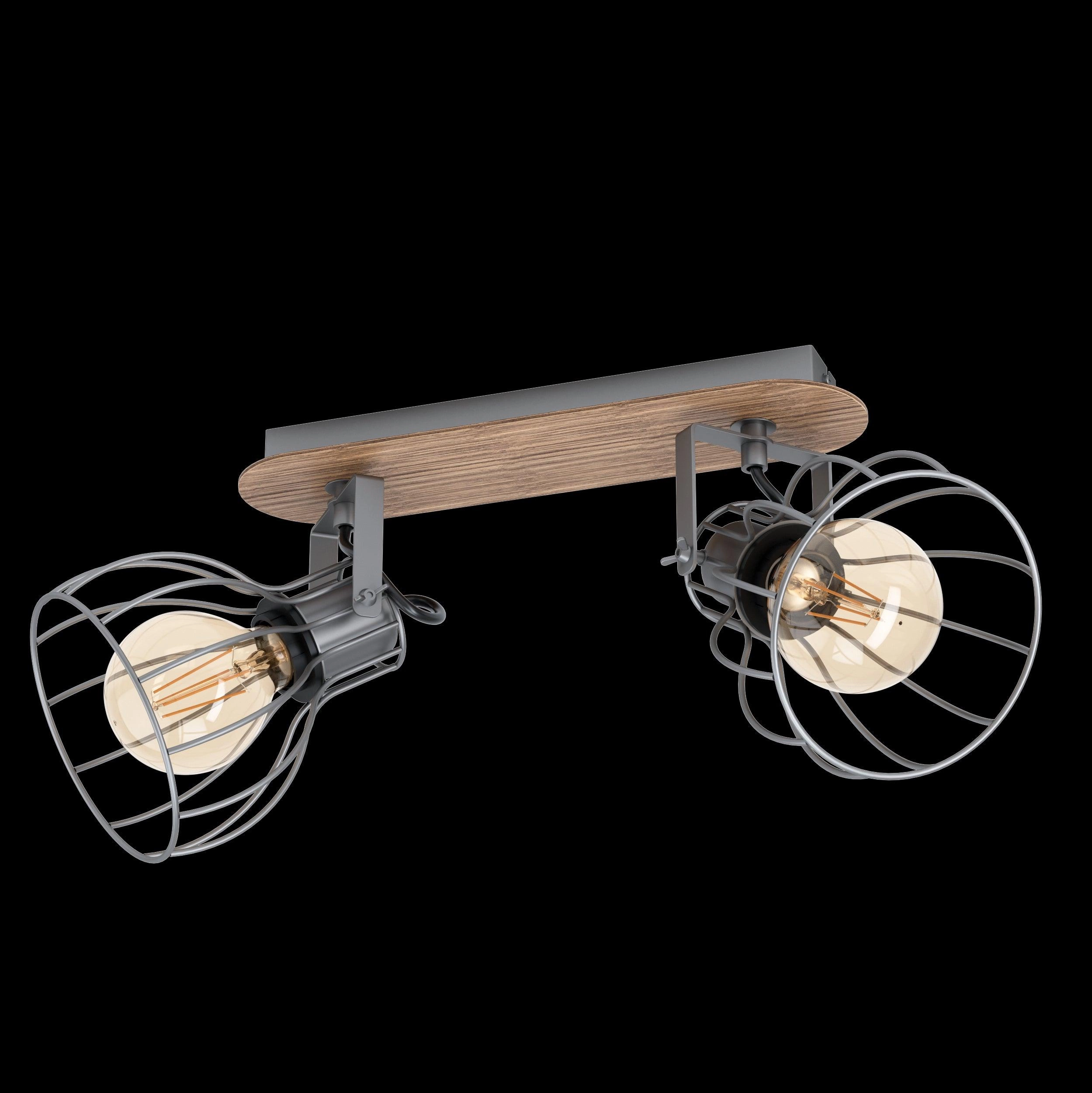 Eglo Sambatello Wood & Silver Wire 2 Light Bar Spotlight
