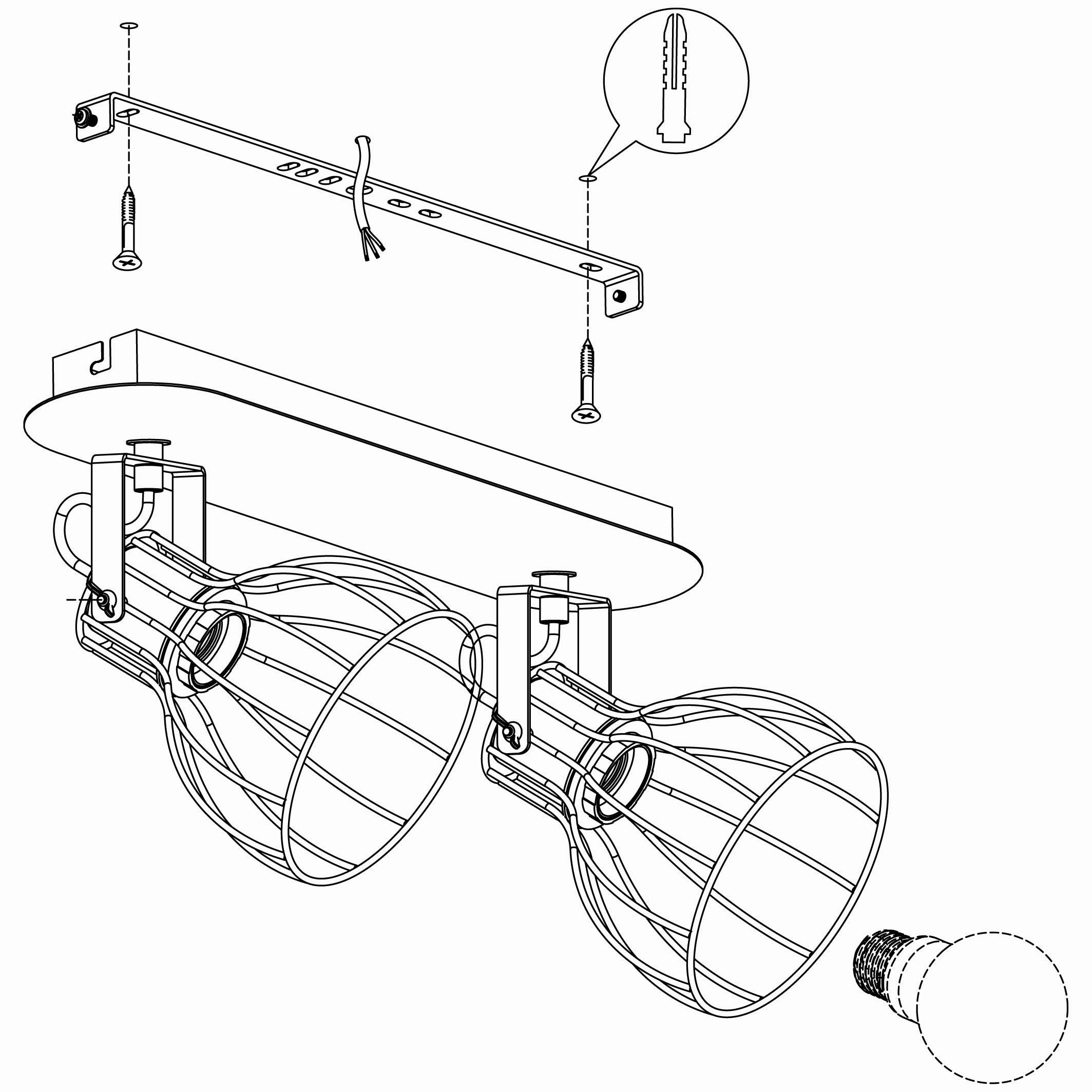 Eglo Sambatello Wood & Silver Wire 2 Light Bar Spotlight