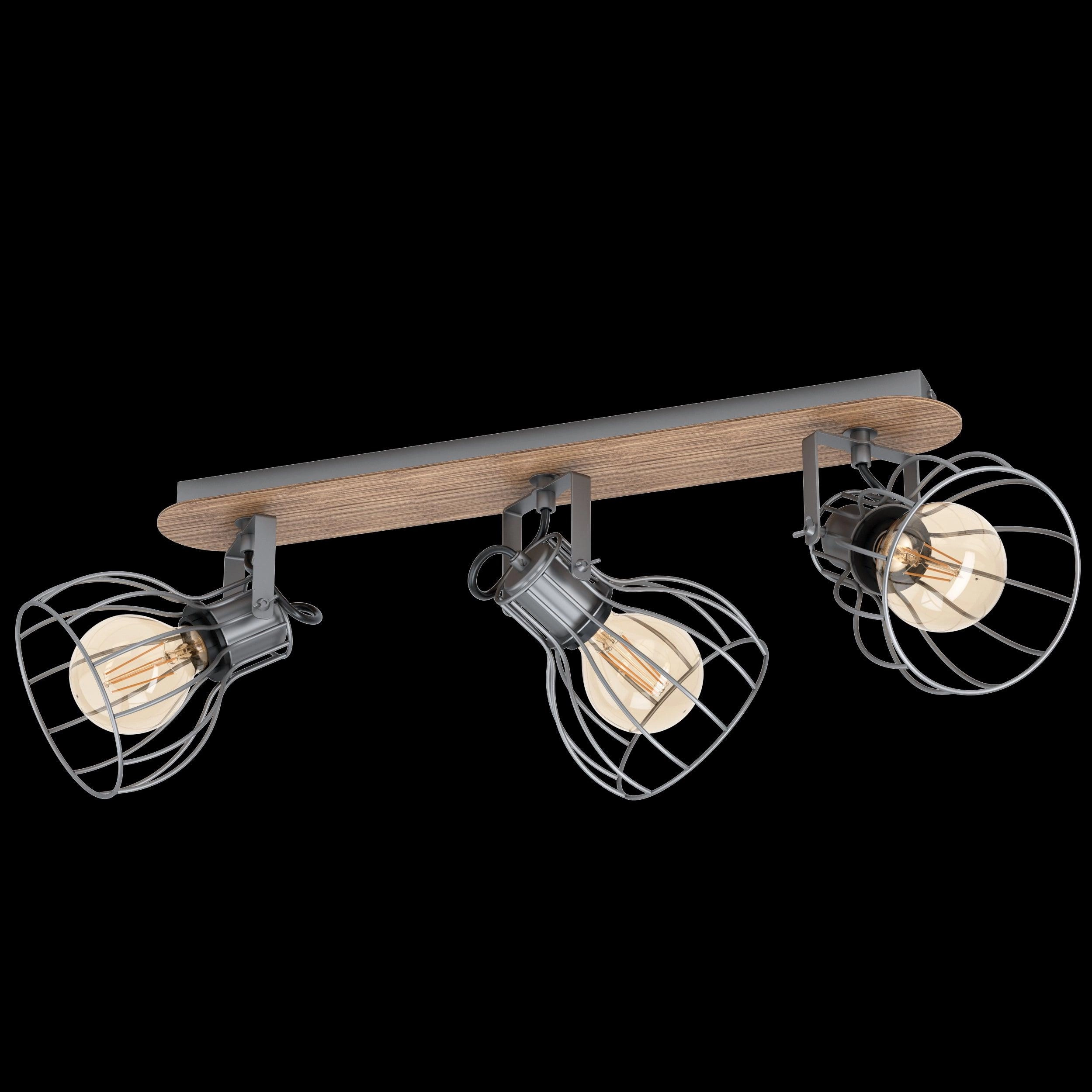 Eglo Sambatello Wood & Silver Wire 3 Light Bar Spotlight