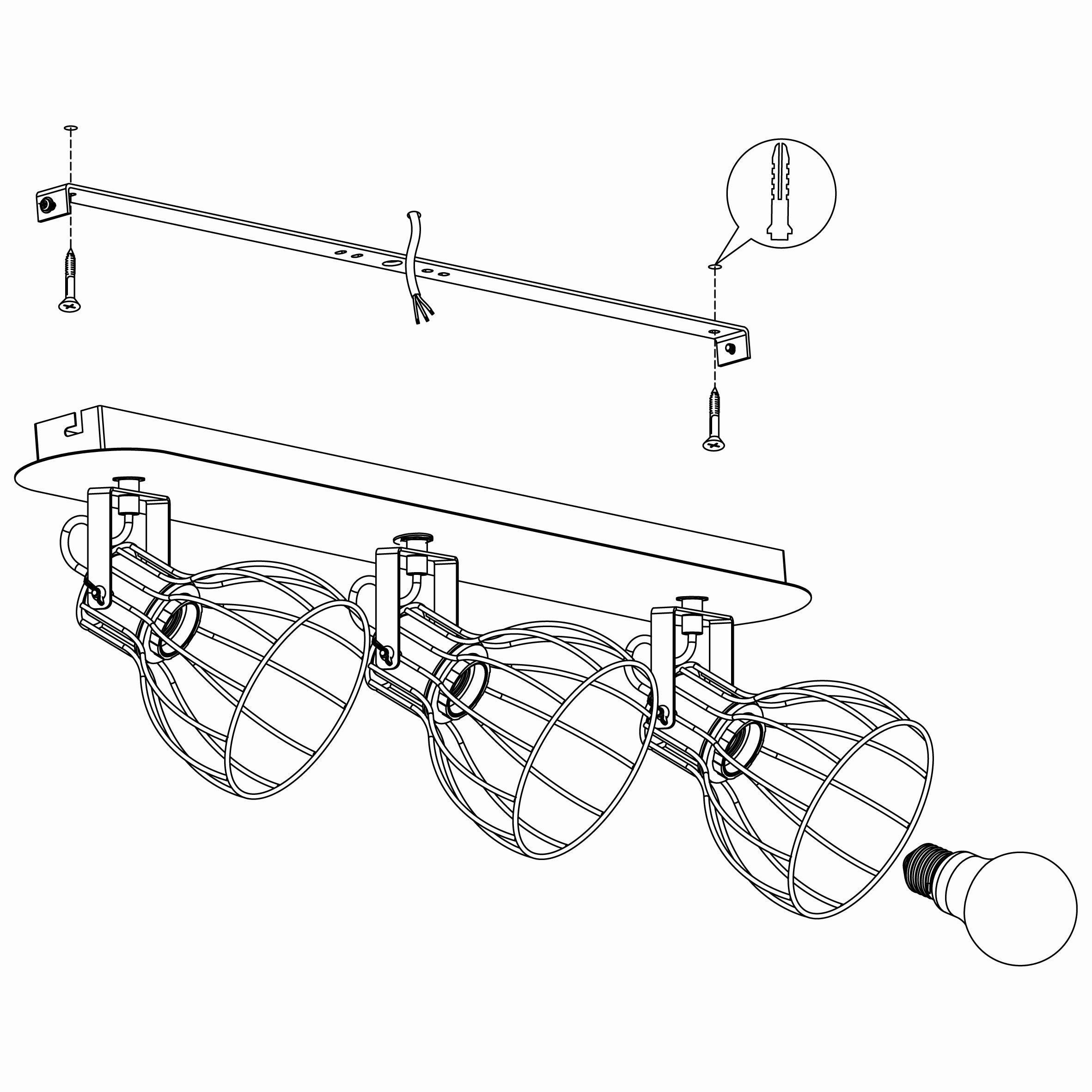 Eglo Sambatello Wood & Silver Wire 3 Light Bar Spotlight