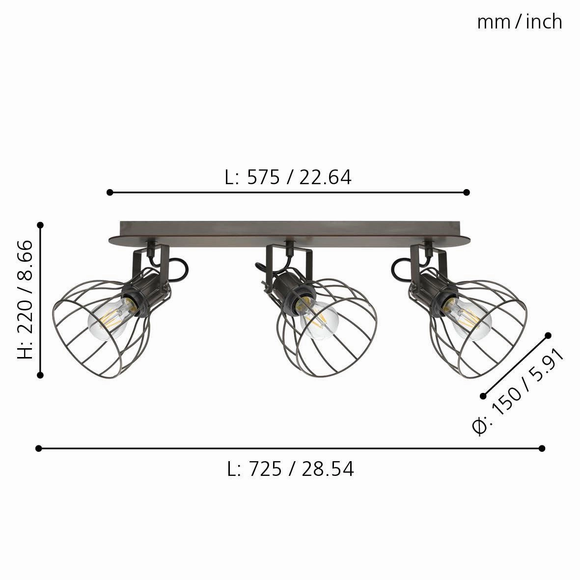 Eglo Sambatello Wood & Silver Wire 3 Light Bar Spotlight