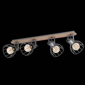 Eglo Sambatello Wood & Silver Wire 4 Light Bar Spotlight tall arc lamp for living room