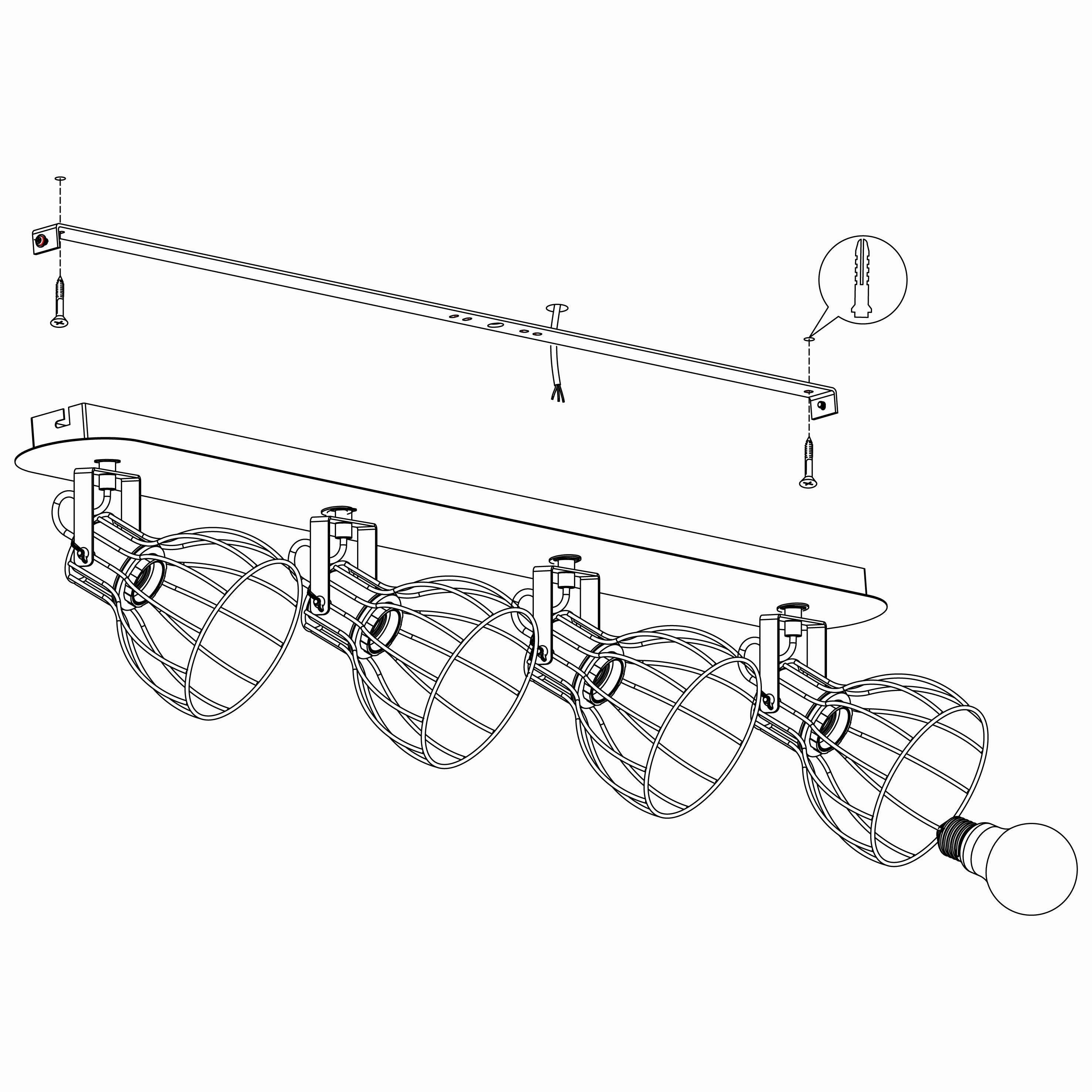Eglo Sambatello Wood & Silver Wire 4 Light Bar Spotlight
