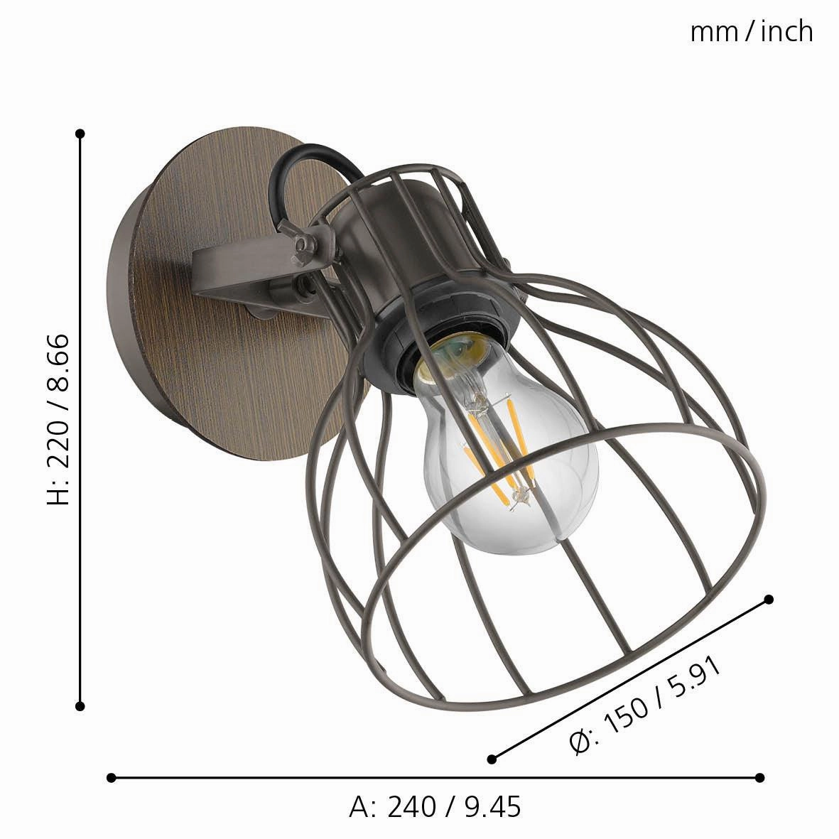 Eglo Sambatello Wood & Silver Wire Wall Spotlight
