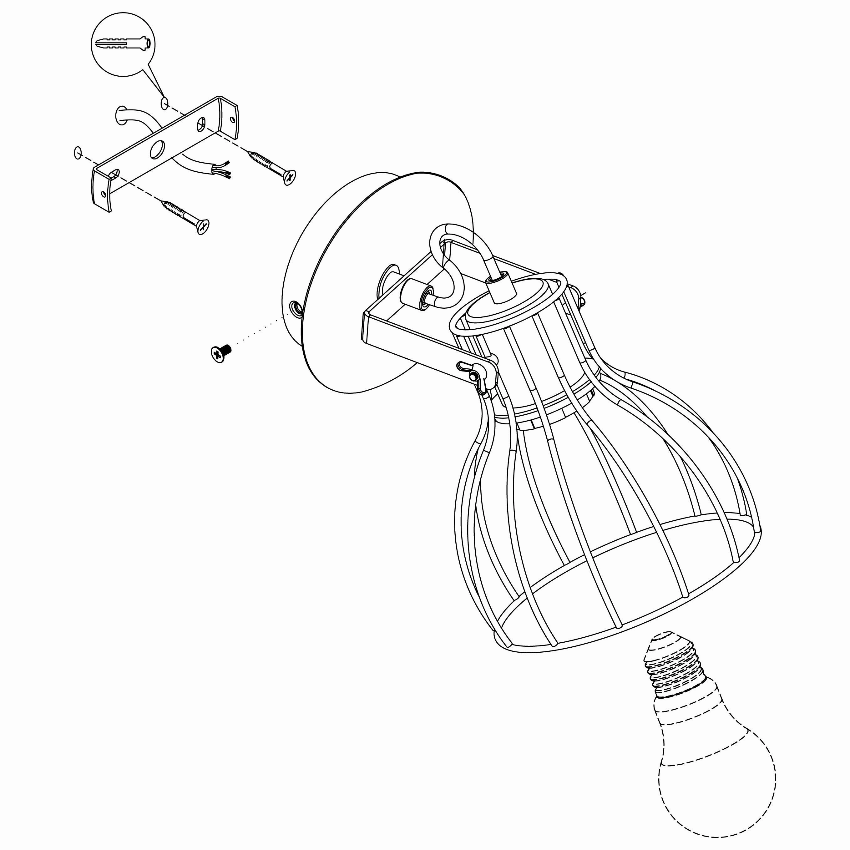 Eglo Sambatello Wood & Silver Wire Wall Spotlight