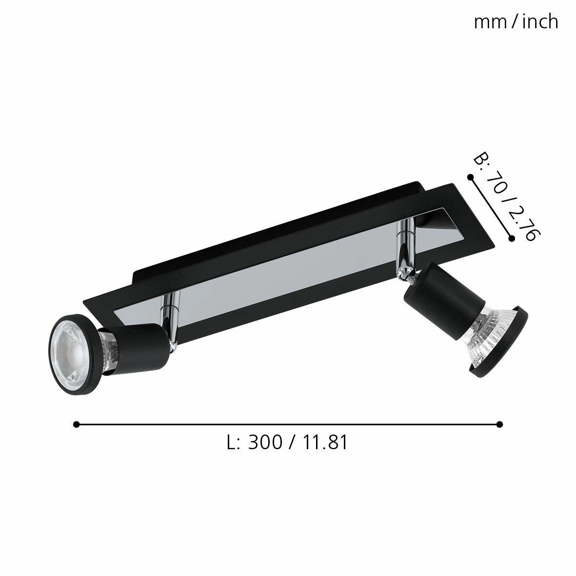 Eglo Sarria Black & Chrome 2 Light Bar Spotlight