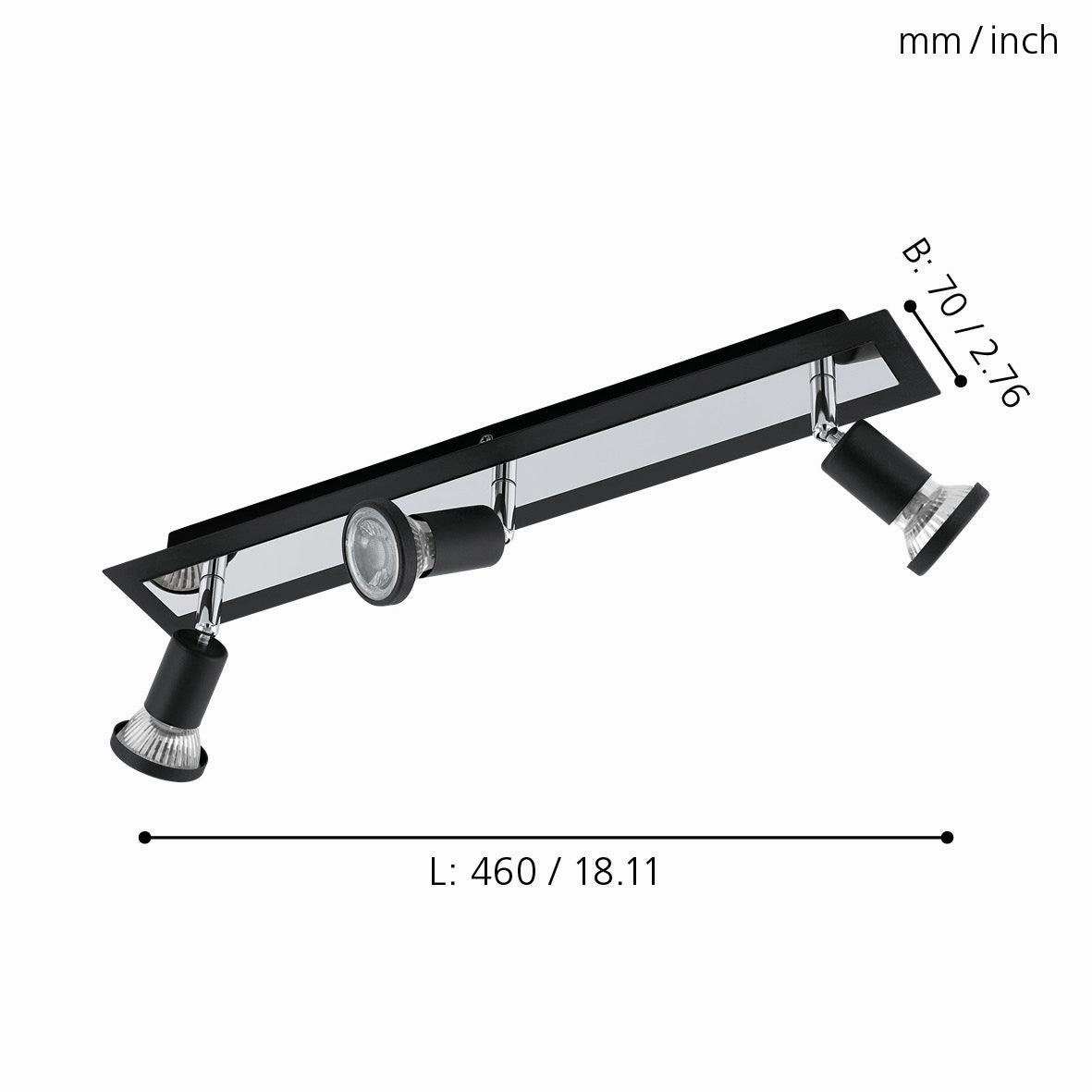 Eglo Sarria Black & Chrome 3 Light Bar Spotlight
