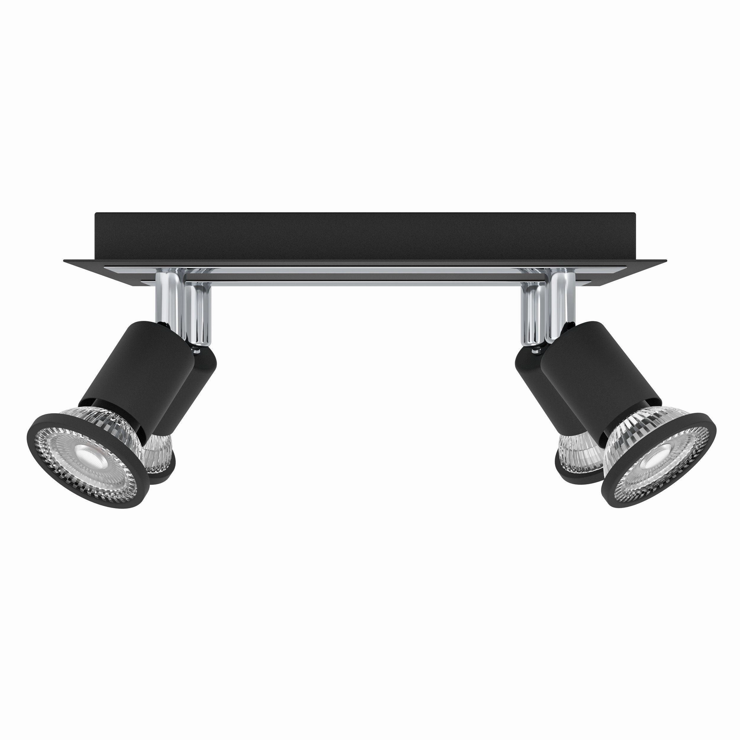 Eglo Sarria Black & Chrome 4 Light Plate Spotlight