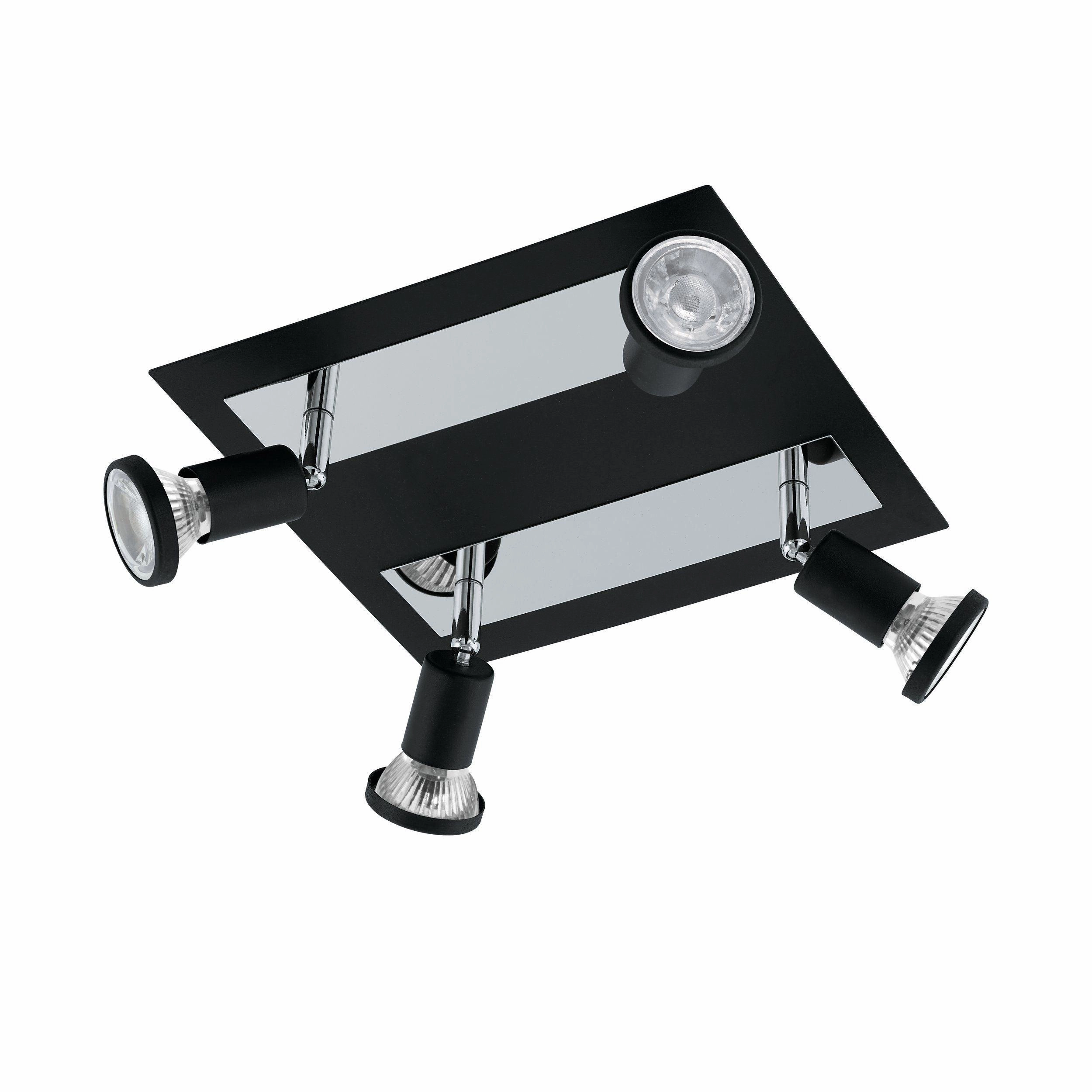 Eglo Sarria Black & Chrome 4 Light Plate Spotlight