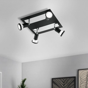 Eglo Sarria Black & Chrome 4 Light Plate Spotlight tall arc lamp for living room