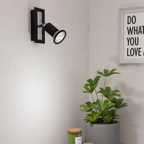 Eglo Sarria Black & Chrome Wall Spotlight tall arc lamp for living room
