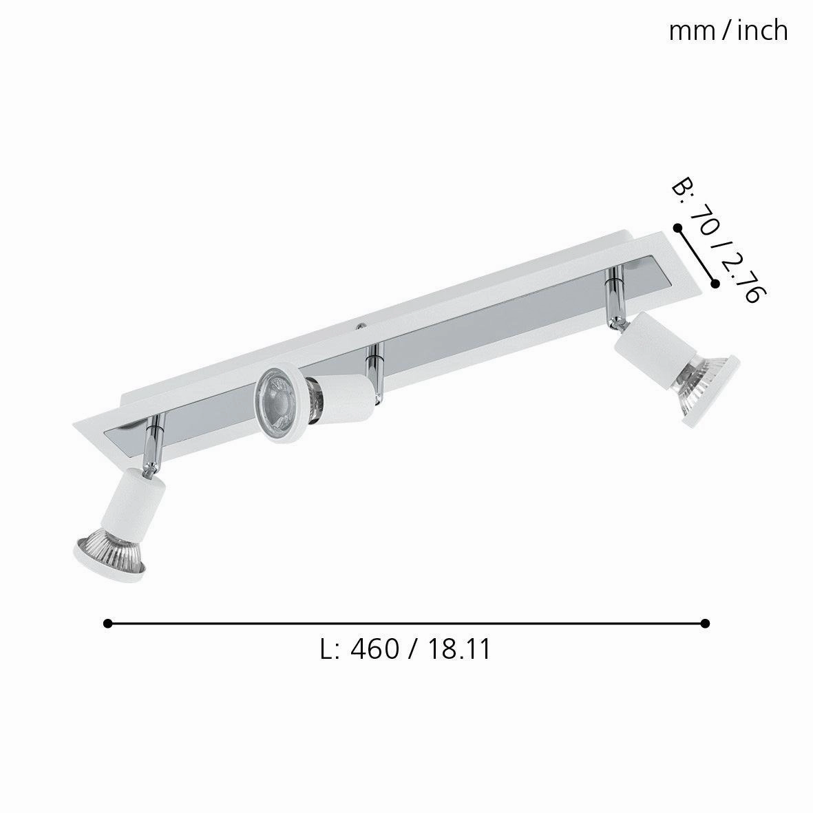 Eglo Sarria White & Chrome 3 Light Bar Spotlight