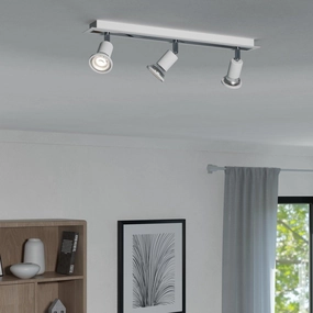 Eglo Sarria White & Chrome 3 Light Bar Spotlight tall arc lamp for living room