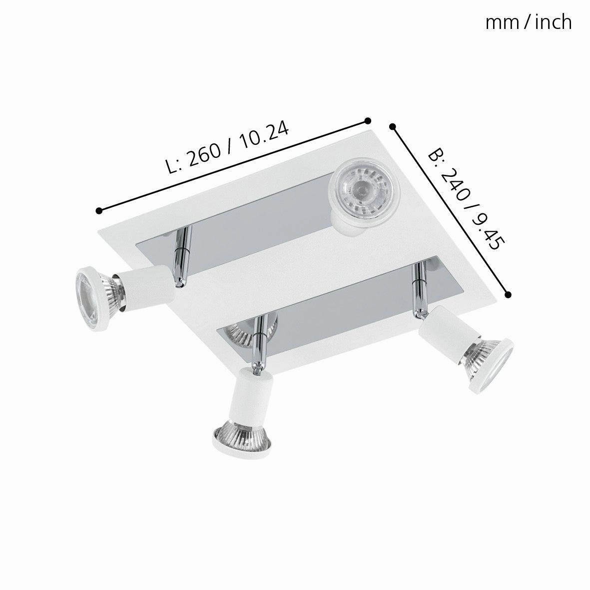 Eglo Sarria White & Chrome 4 Light Plate Spotlight