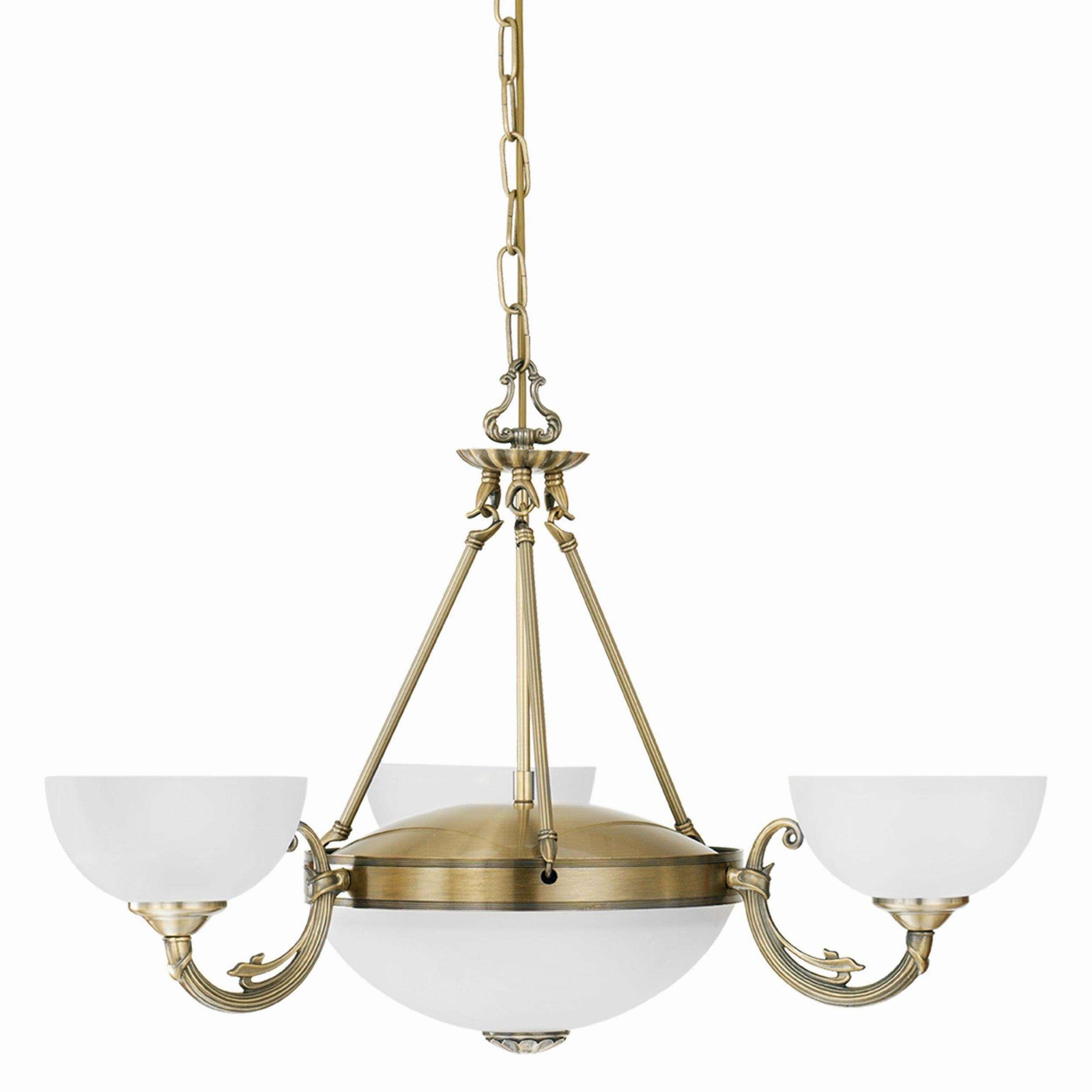 Eglo Savoy 3 Light Bronze and White Glass Ceiling Pendant