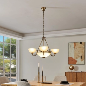 Eglo Savoy 3 Light Bronze and White Glass Ceiling Pendant flush mount ceiling fixture