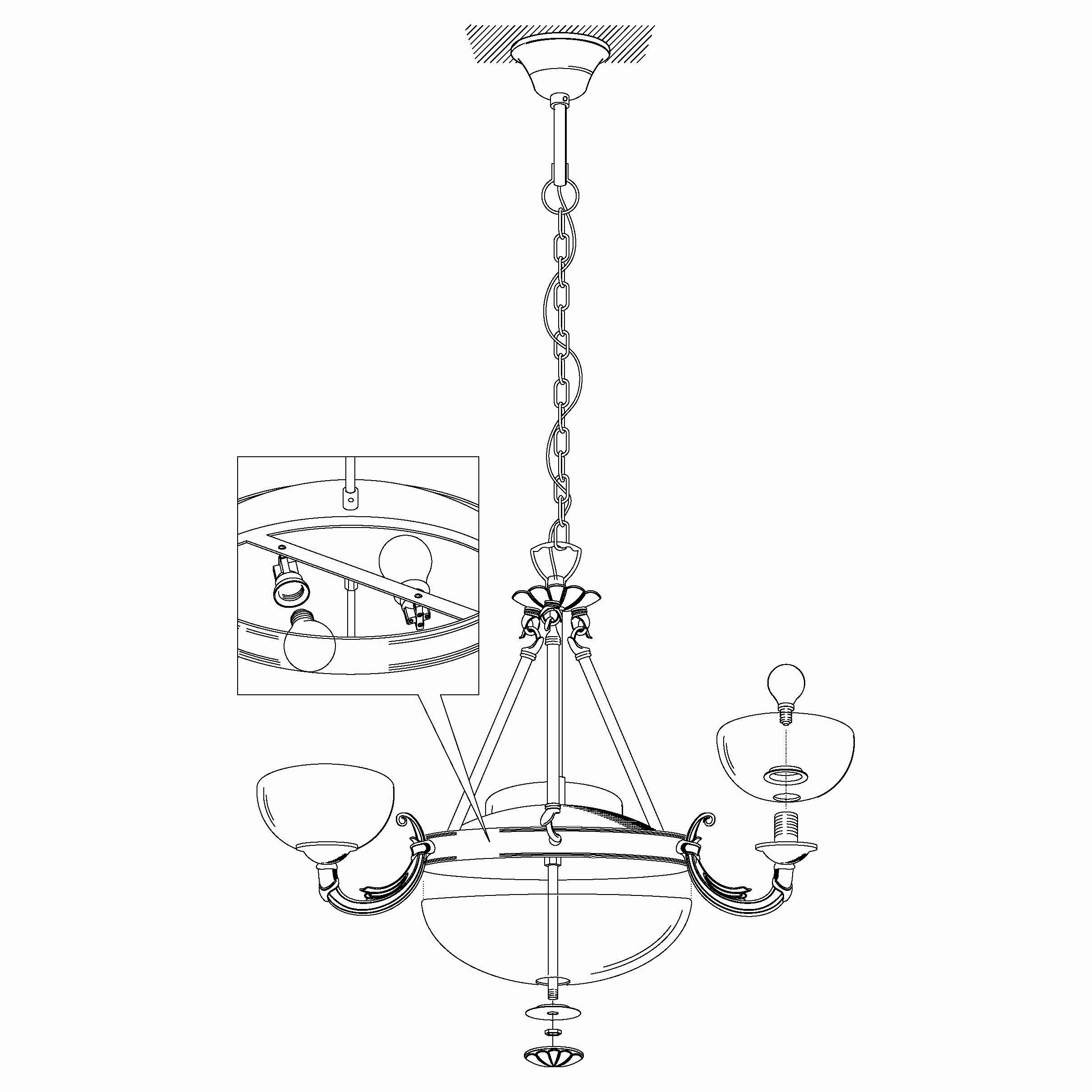Eglo Savoy 3 Light Bronze and White Glass Ceiling Pendant