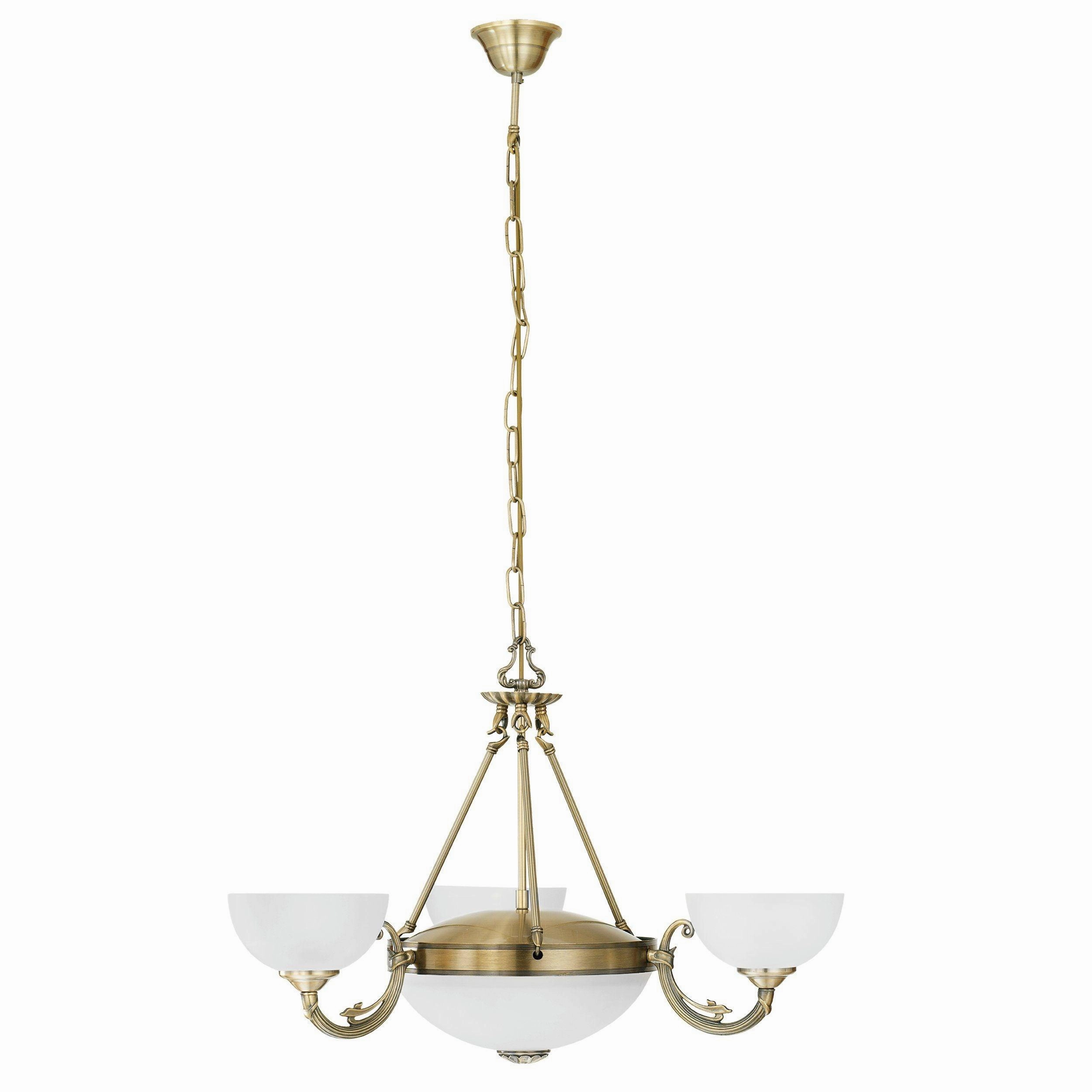 Eglo Savoy 3 Light Bronze and White Glass Ceiling Pendant