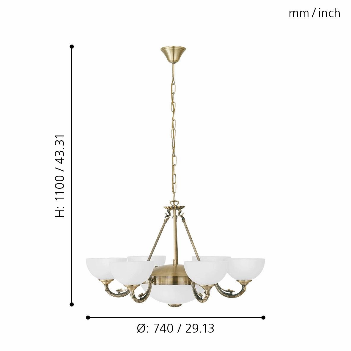 Eglo Savoy 6 Light Bronze and White Glass Ceiling Pendant