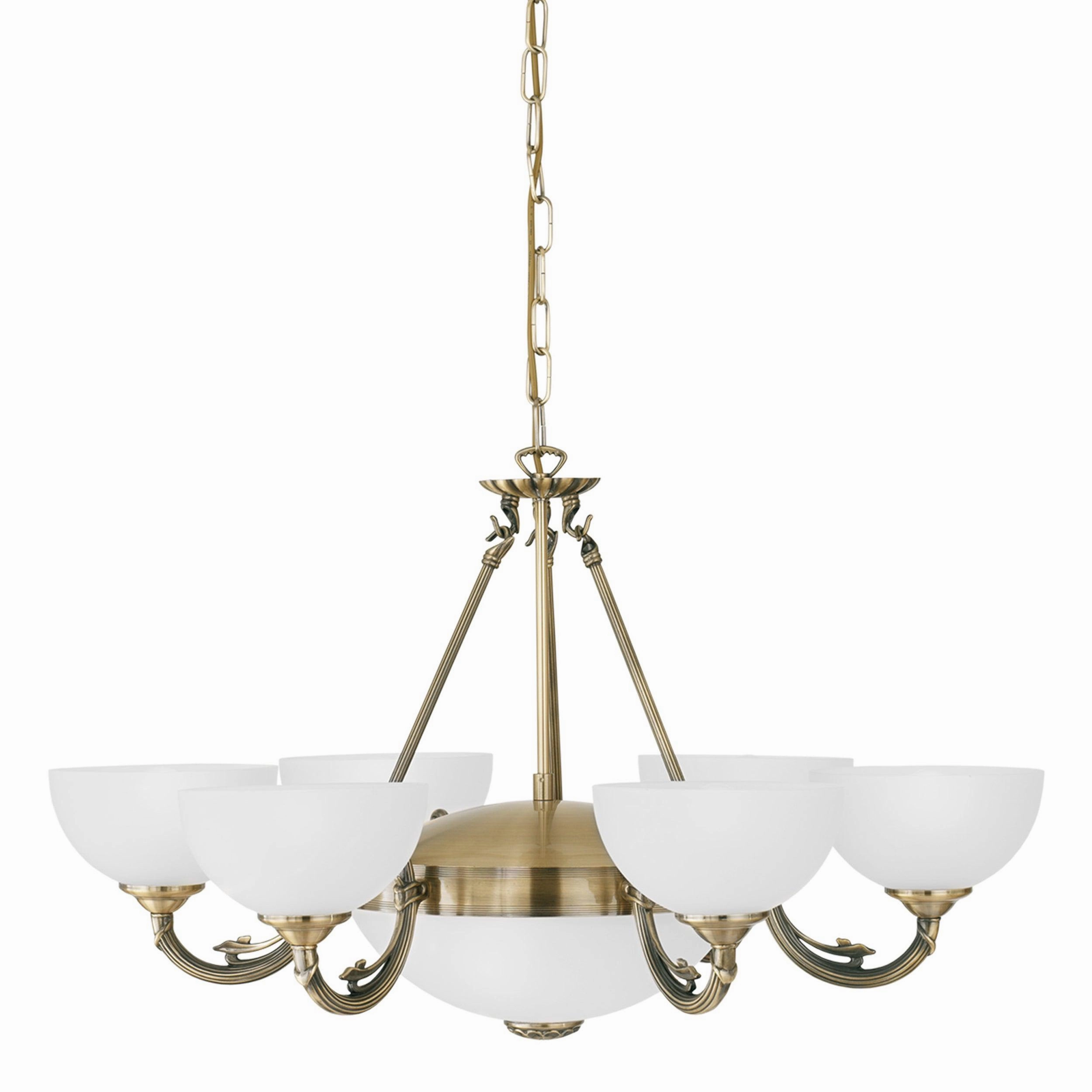 Eglo Savoy 6 Light Bronze and White Glass Ceiling Pendant