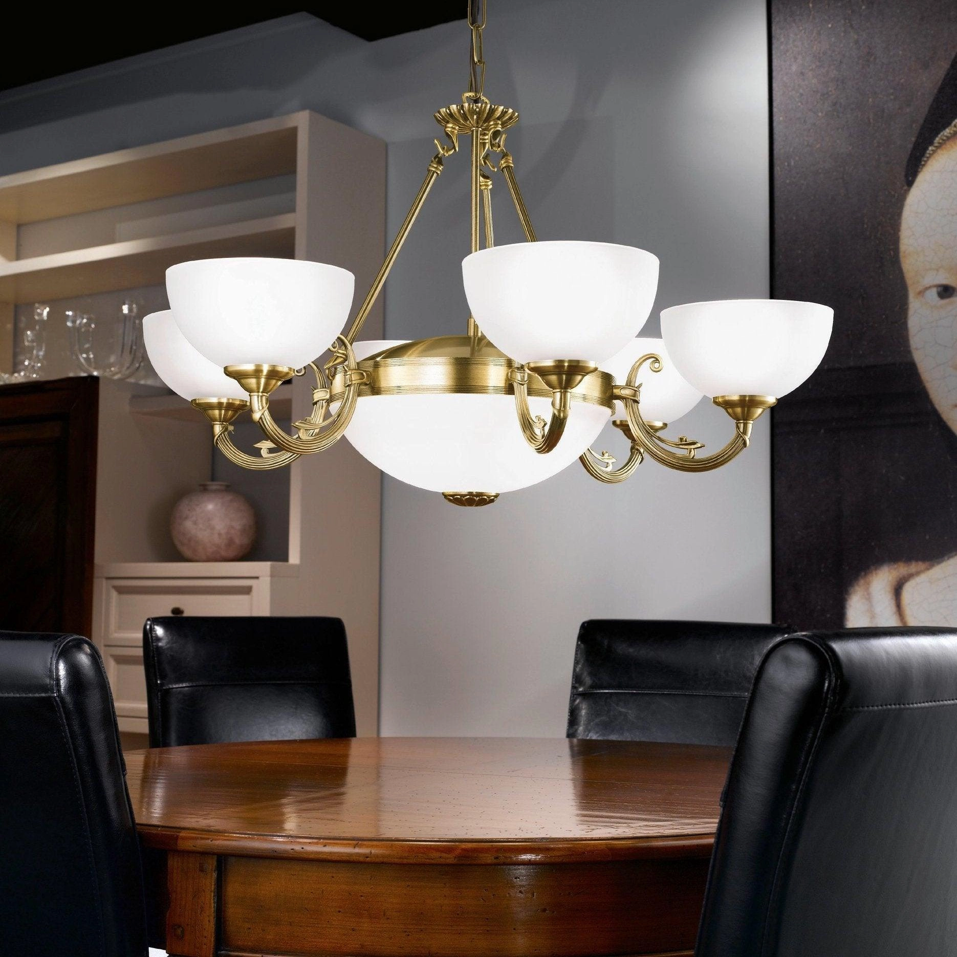Eglo Savoy 6 Light Bronze and White Glass Ceiling Pendant