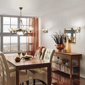 Eglo Savoy 6 Light Bronze and White Glass Ceiling Pendant flush mount ceiling fixture