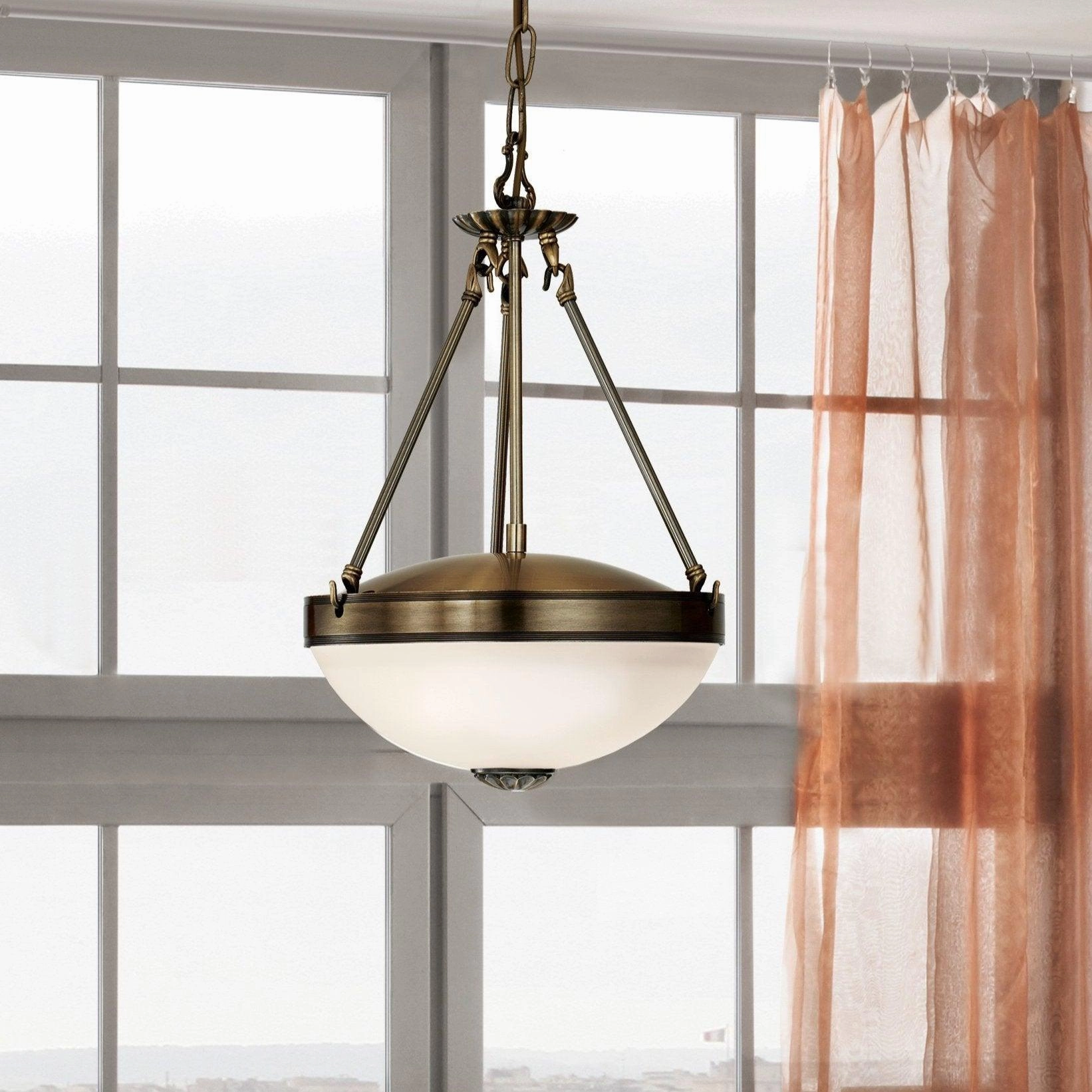 Eglo Savoy Bronze and White Glass Ceiling Pendant
