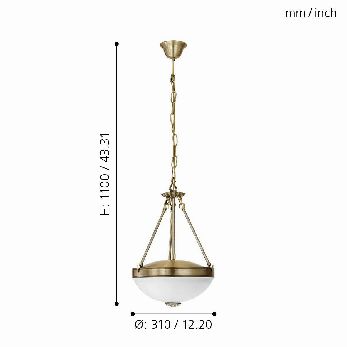 Eglo Savoy Bronze and White Glass Ceiling Pendant