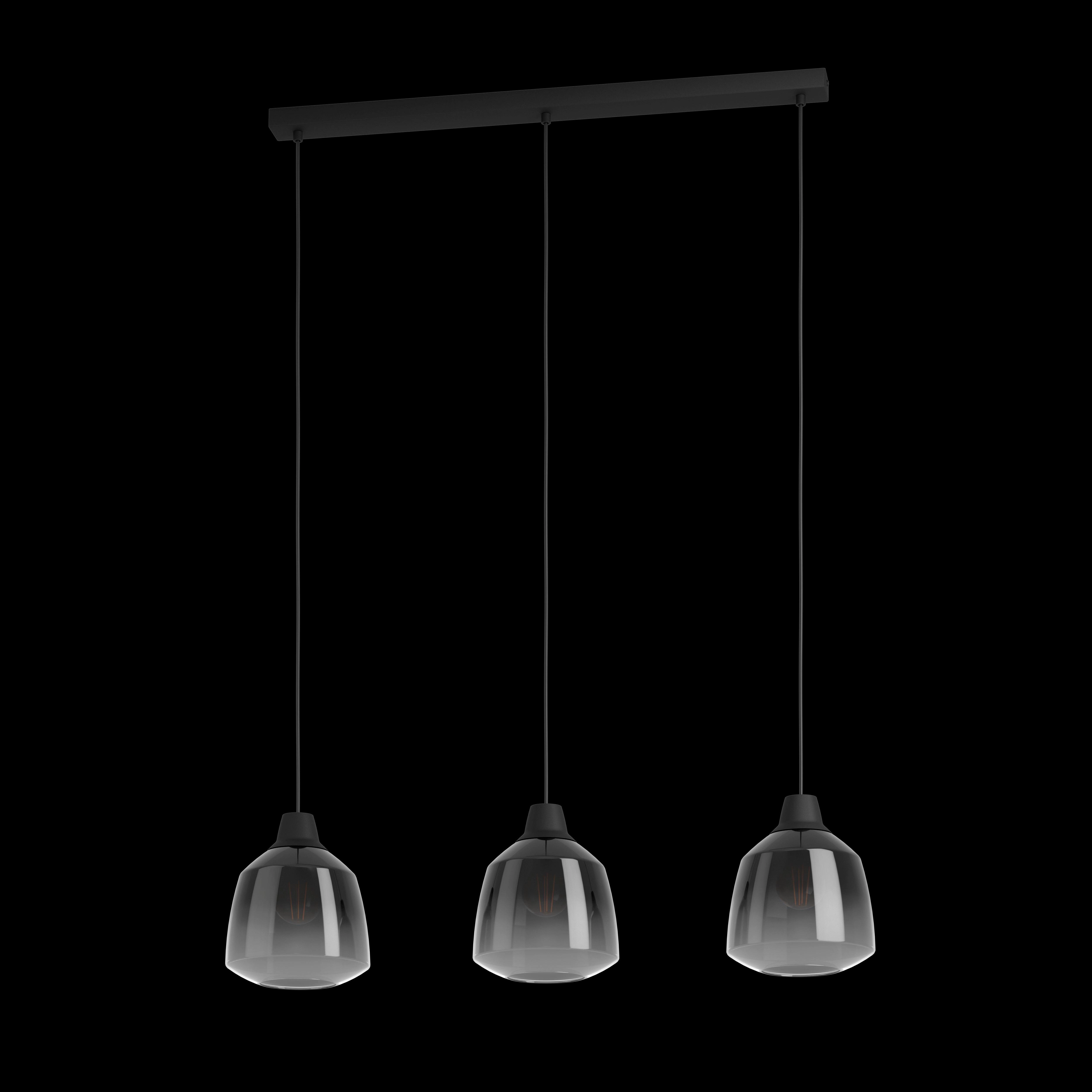 Eglo Sedbergh 3 Light Black & Grey Glass Ceiling Pendant