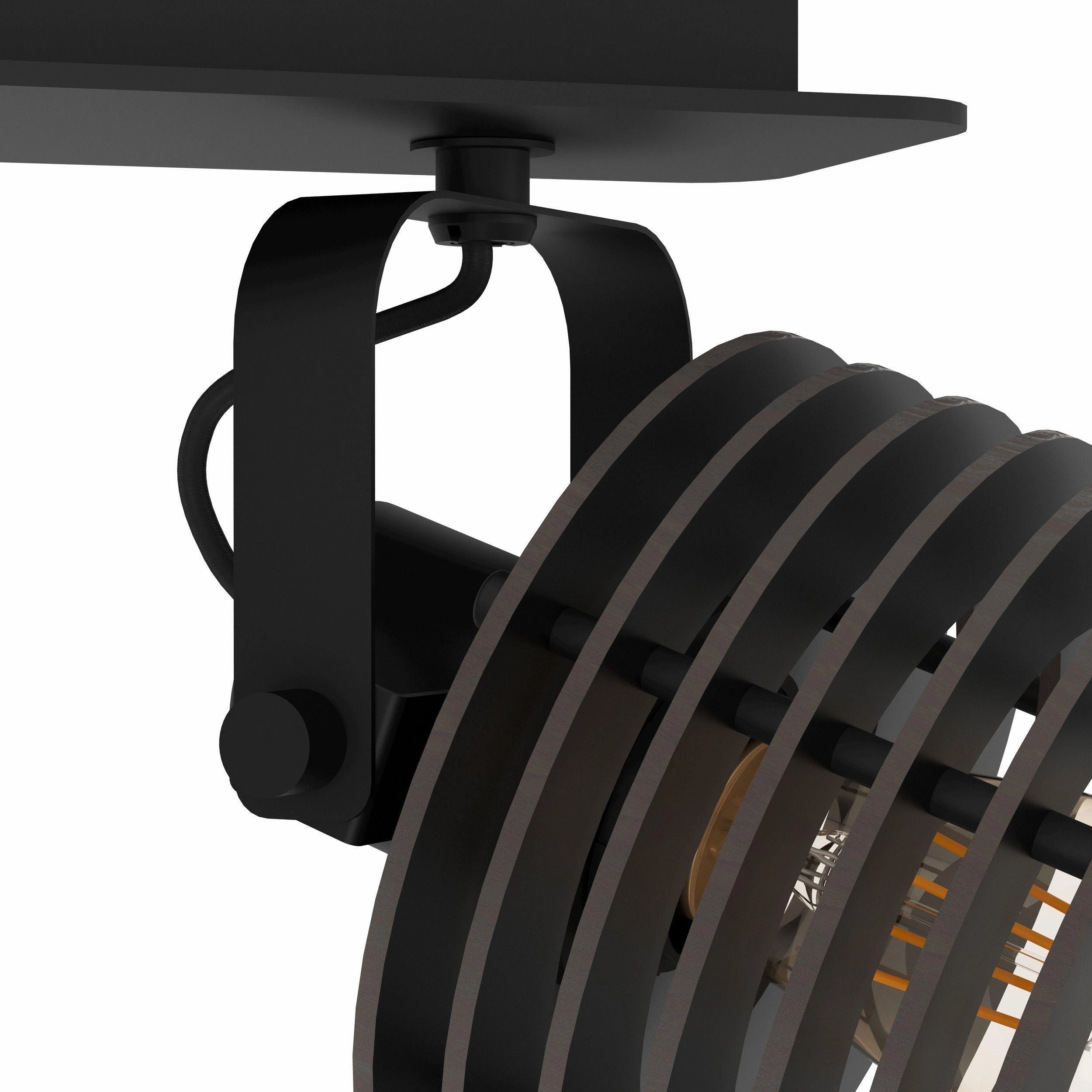 Eglo Segovia Black Steel & Wood 2 Light Bar Spotlight
