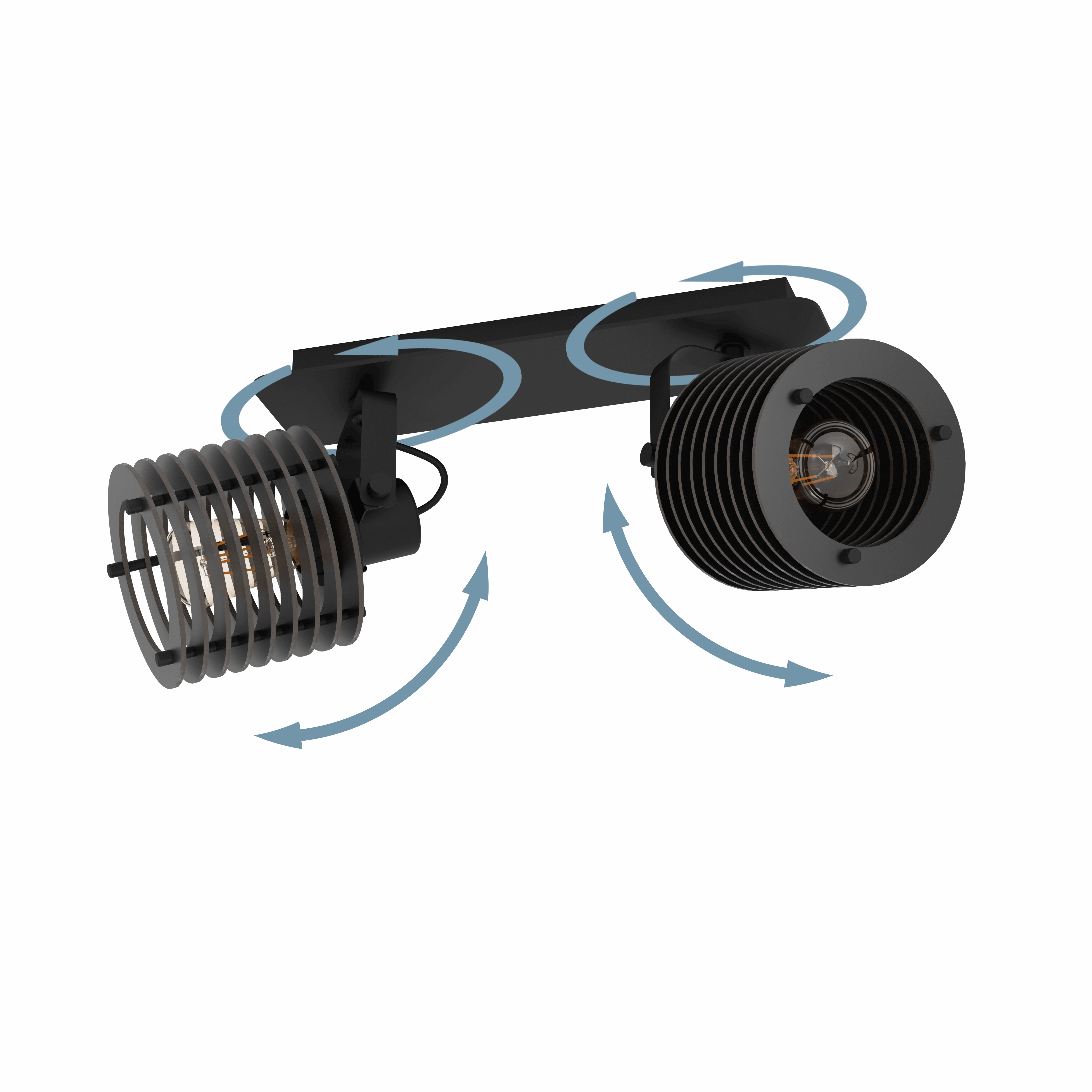 Eglo Segovia Black Steel & Wood 2 Light Bar Spotlight