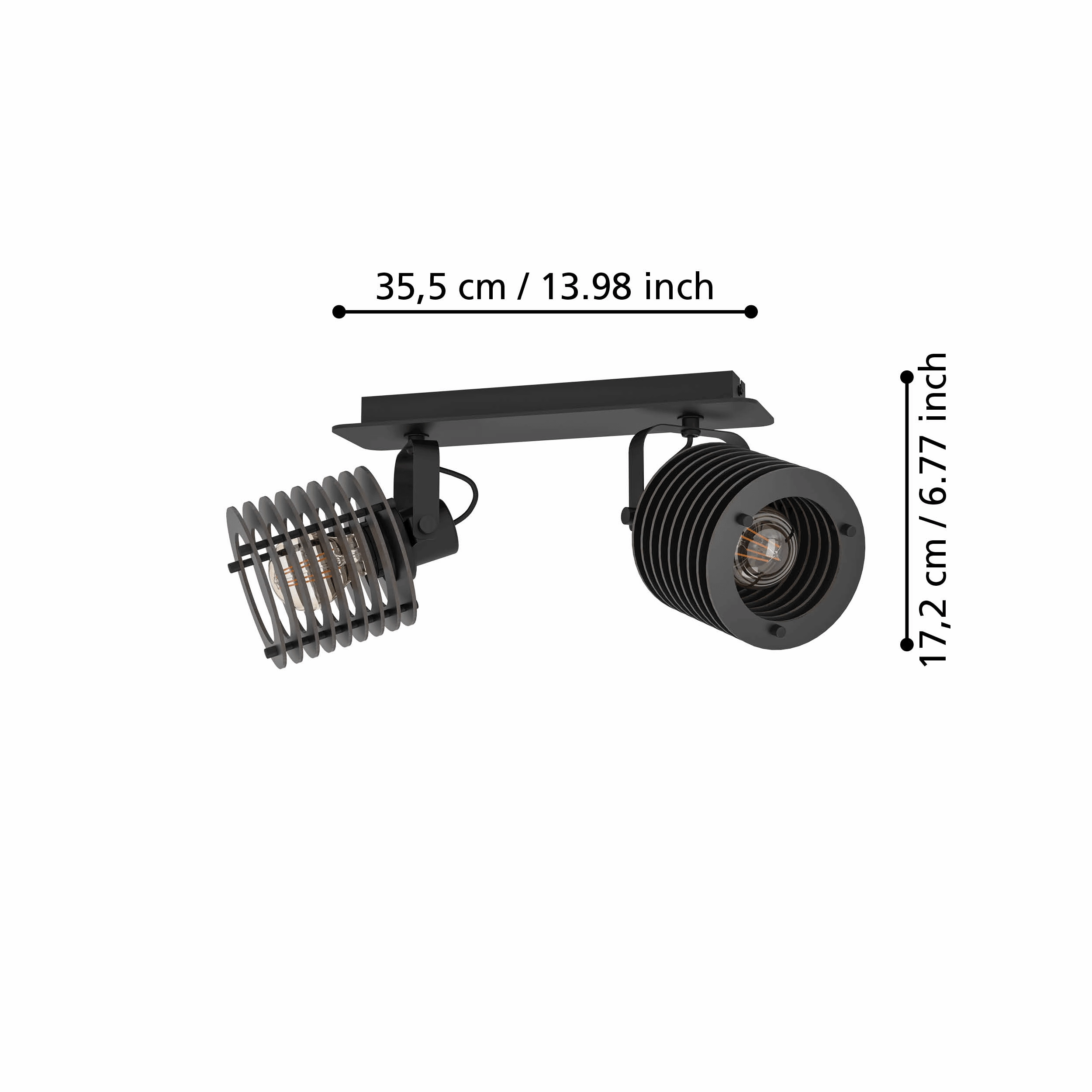 Eglo Segovia Black Steel & Wood 2 Light Bar Spotlight