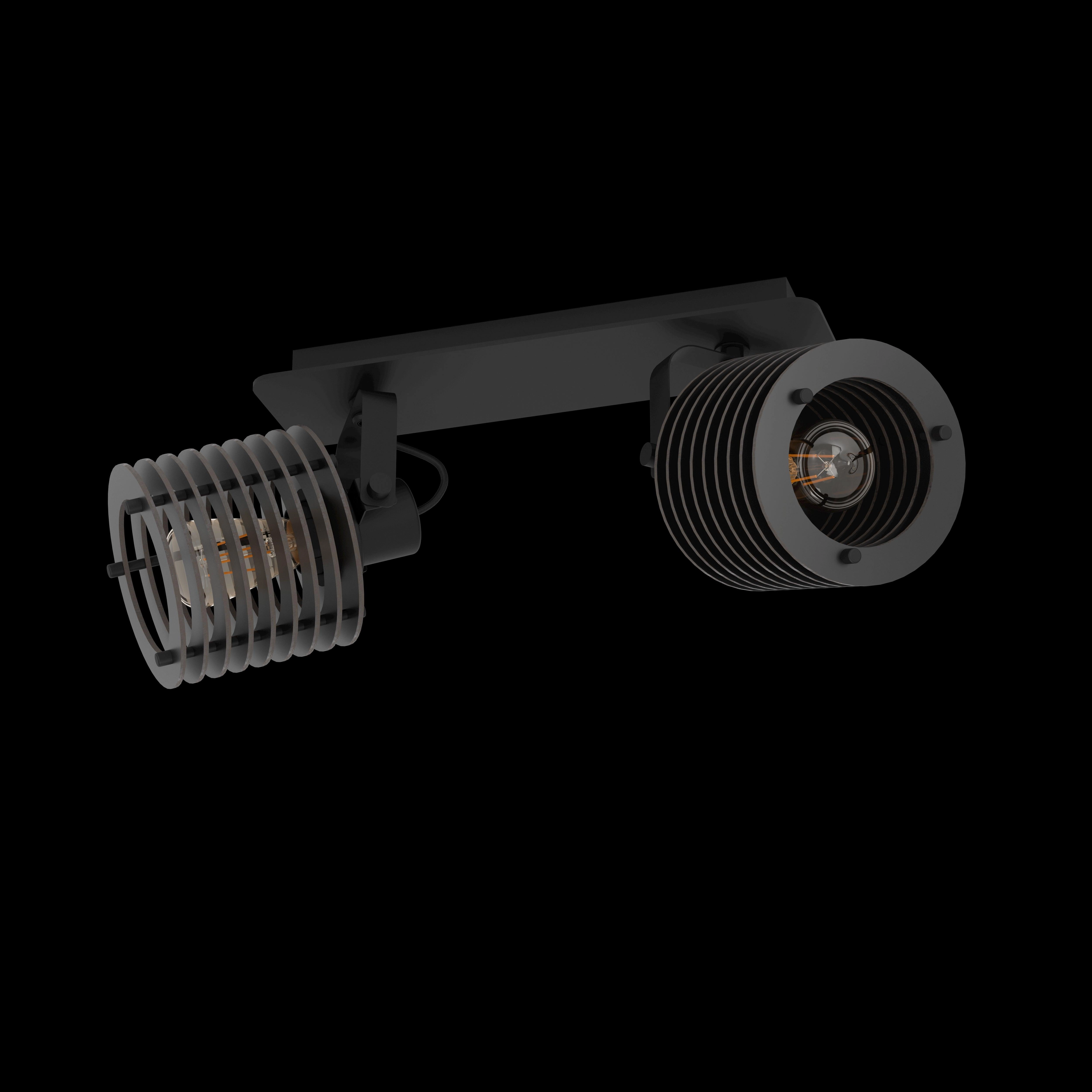 Eglo Segovia Black Steel & Wood 2 Light Bar Spotlight