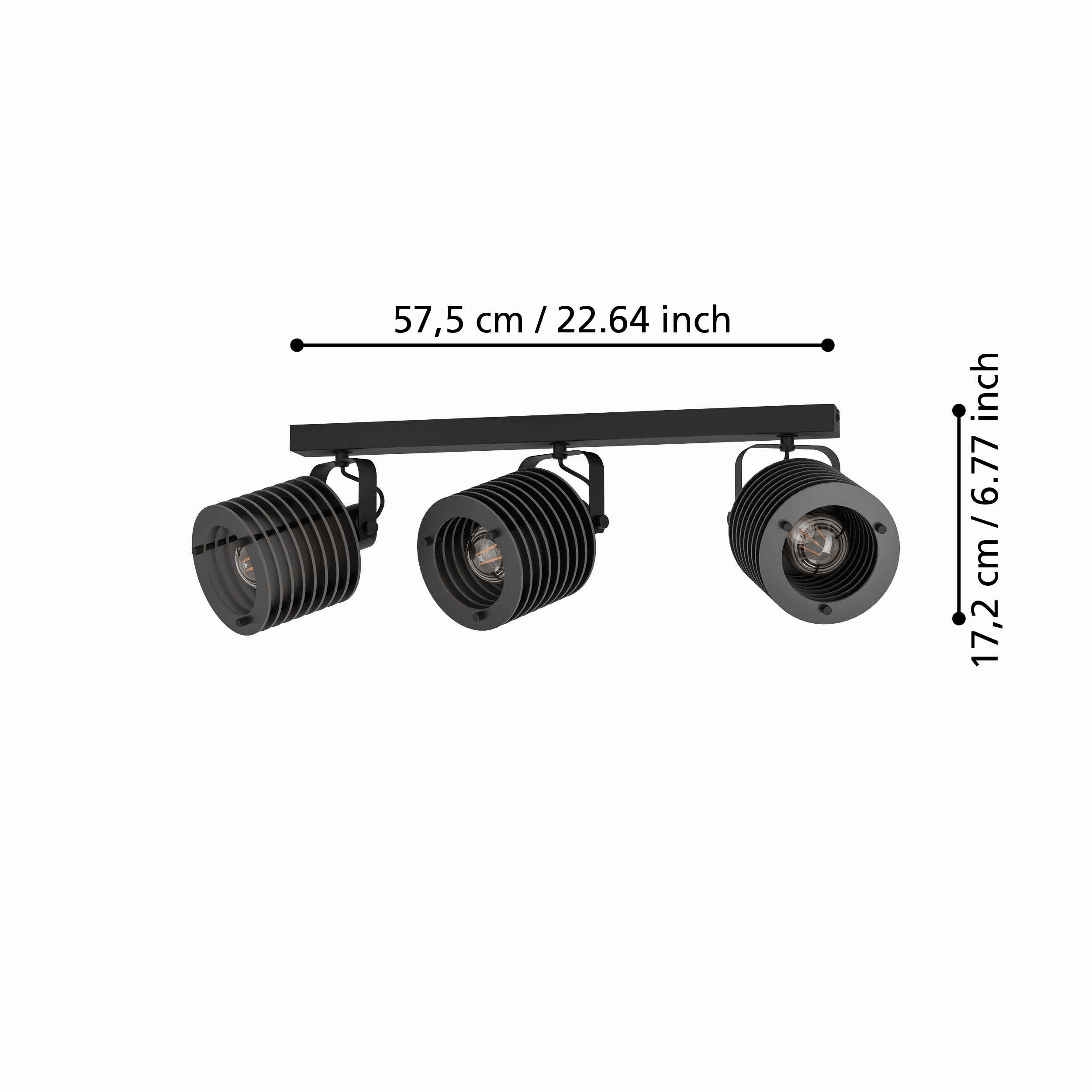 Eglo Segovia Black Steel & Wood 3 Light Bar Spotlight