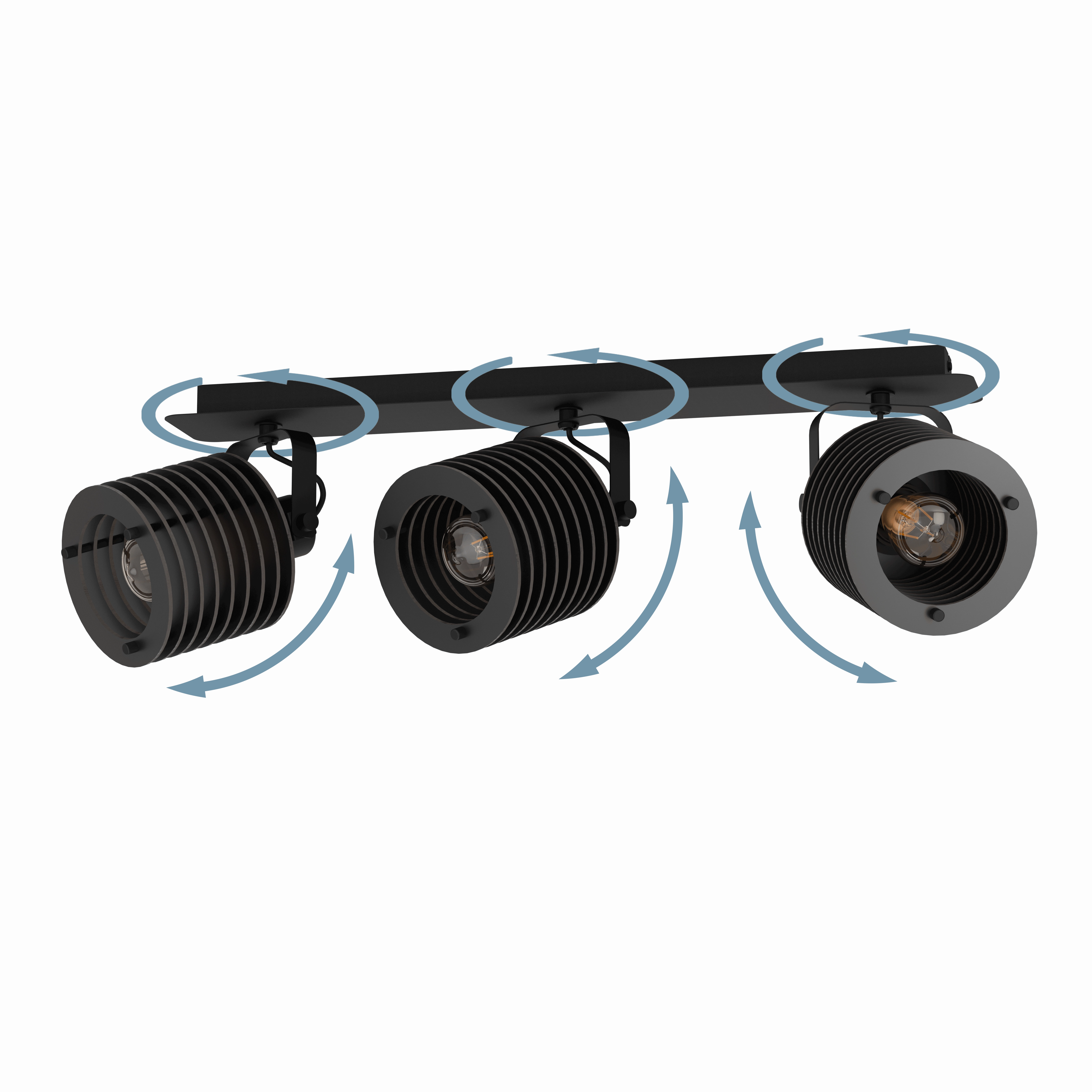 Eglo Segovia Black Steel & Wood 3 Light Bar Spotlight