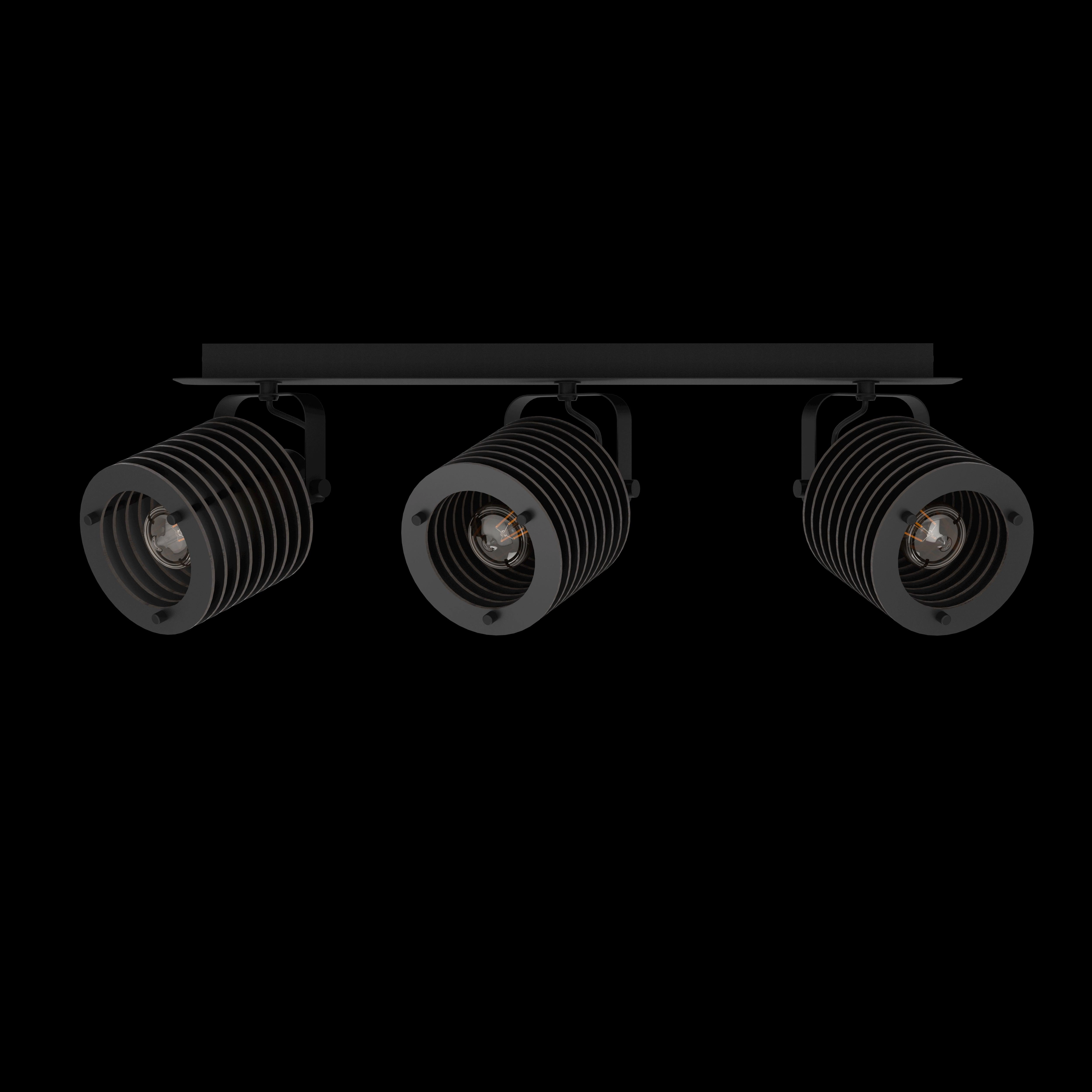 Eglo Segovia Black Steel & Wood 3 Light Bar Spotlight