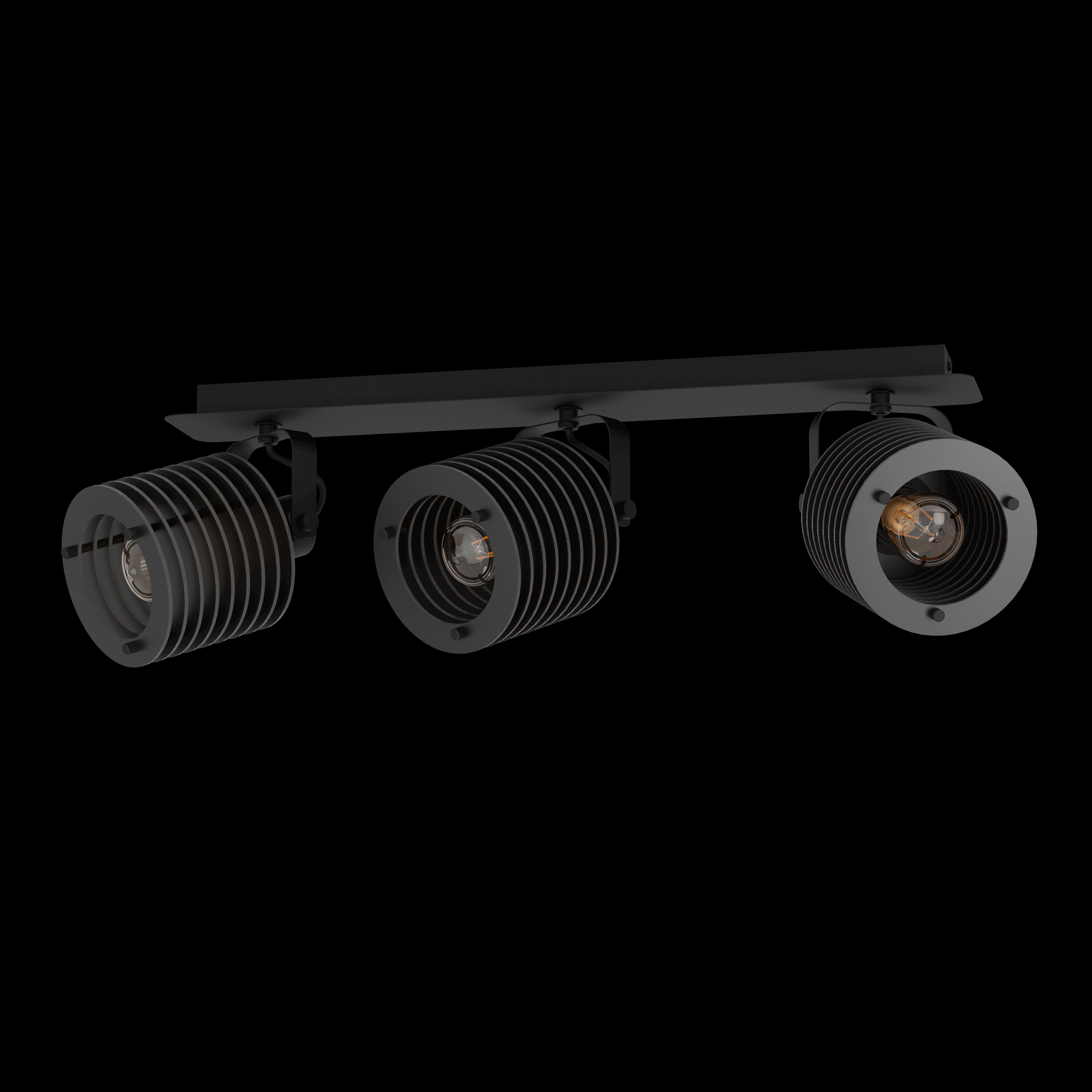 Eglo Segovia Black Steel & Wood 3 Light Bar Spotlight