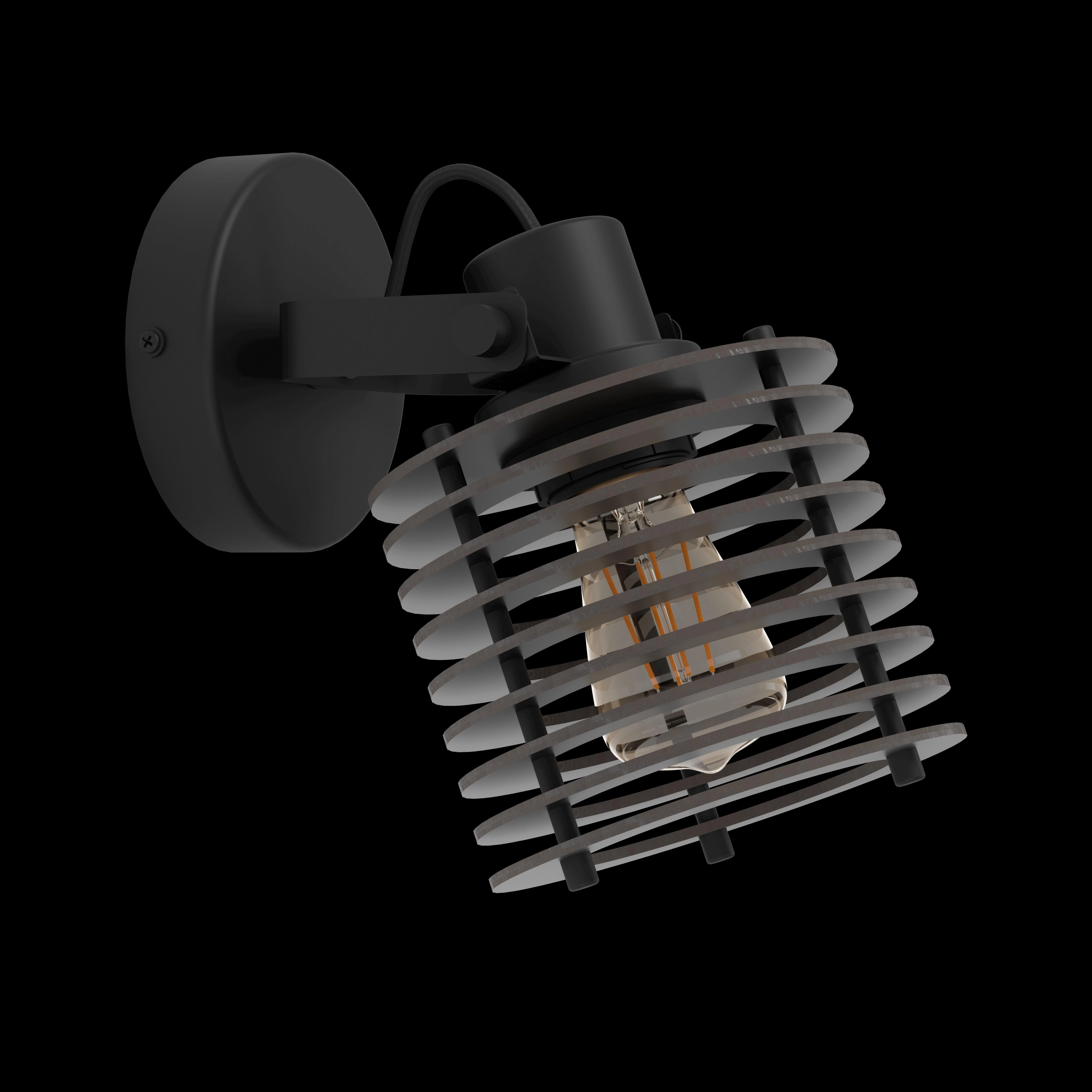 Eglo Segovia Black Steel & Wood Wall Spotlight