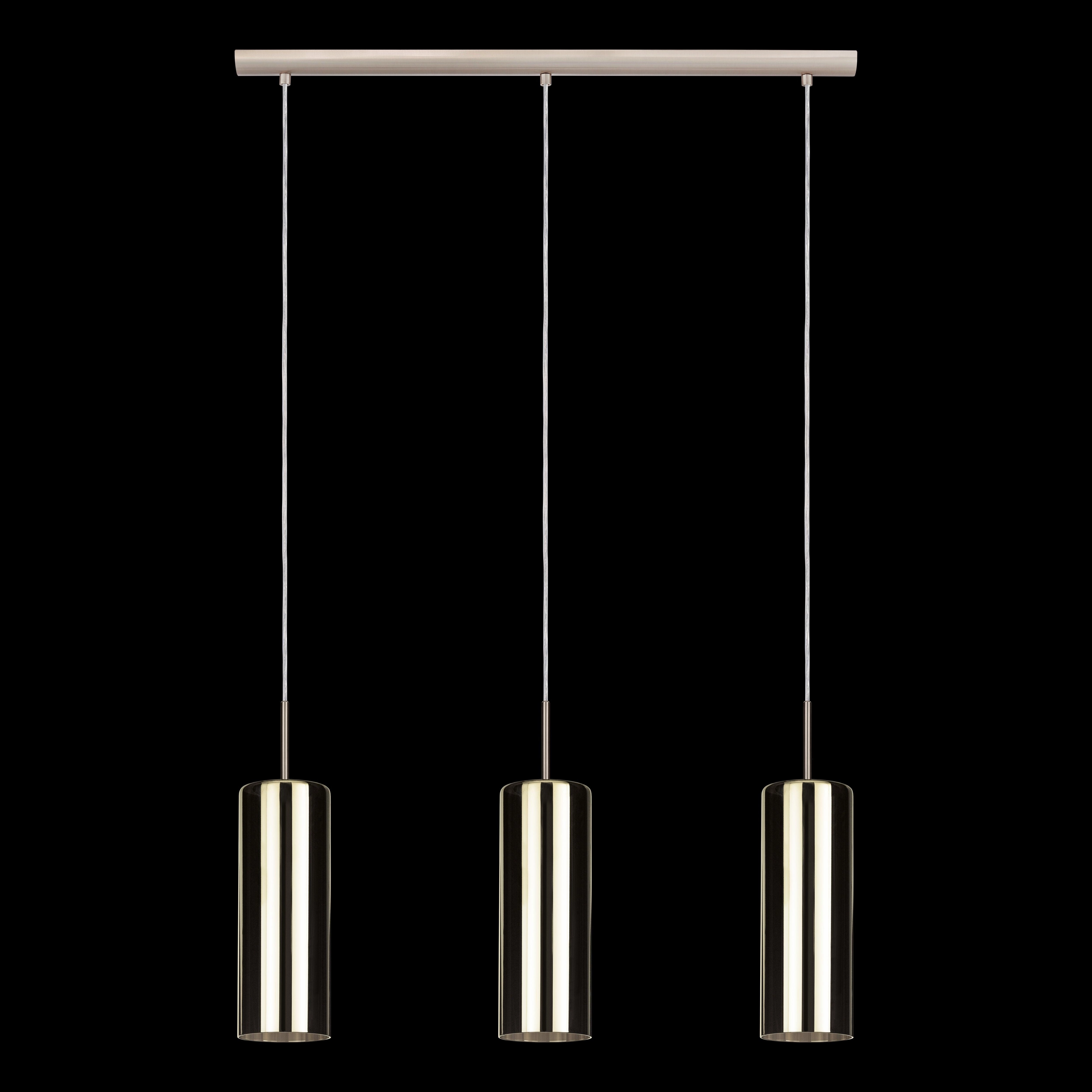 Eglo Selvino 3 Light Cylindrical Gold Coated Glass Pendant