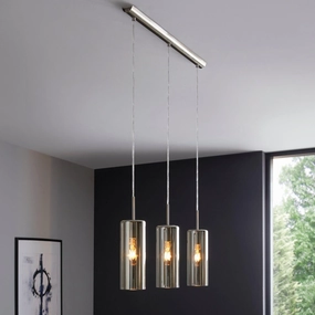 Eglo Selvino 3 Light Cylindrical Gold Coated Glass Pendant flush mount ceiling fixture