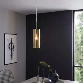 Eglo Selvino Cylindrical Copper Coated Glass Ceiling Pendant sleek LED ceiling lamp